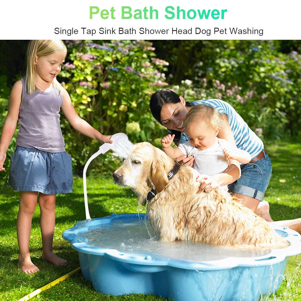 Hose Wash Dogs ,Hair Dog Pet Sh Ower Sprays Hose Bath Tub Sink Faucet Attachment Wash Durable (White)