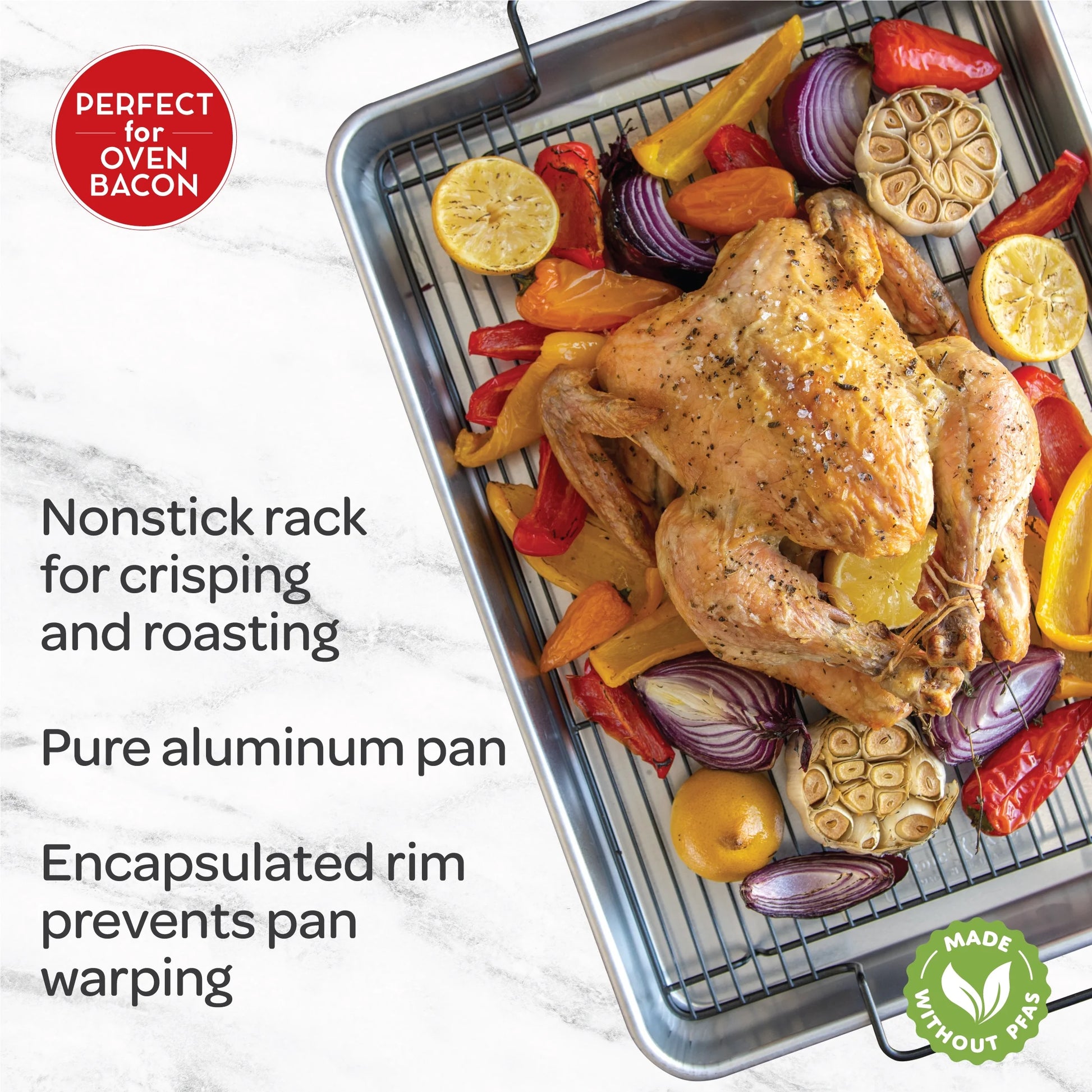 Naturals 20" X 13" Aluminum Roasting & Baking Pan with Nonstick Crisping Rack