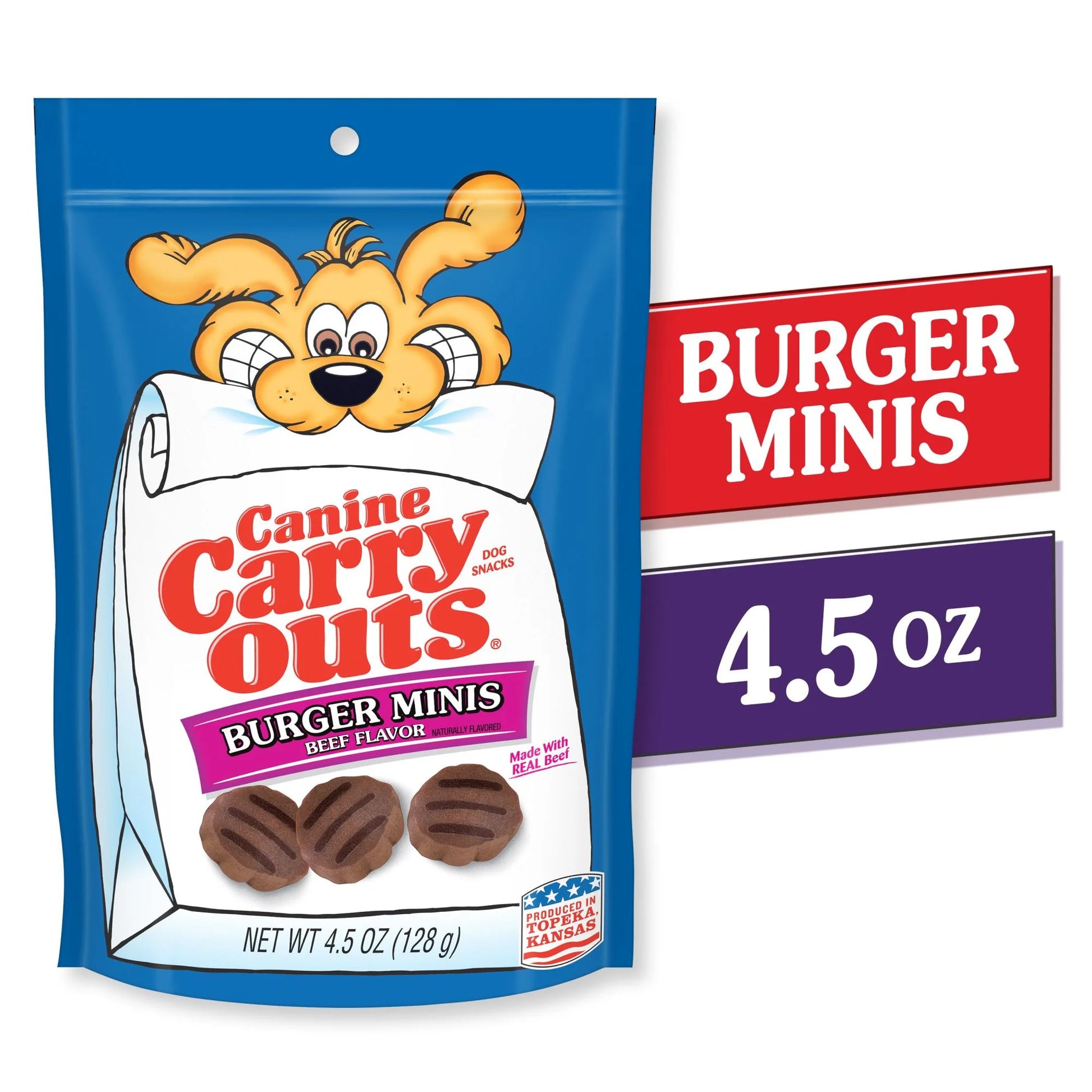 Beef Flavor Burger Minis Dog Treats, 4.5 oz Bag