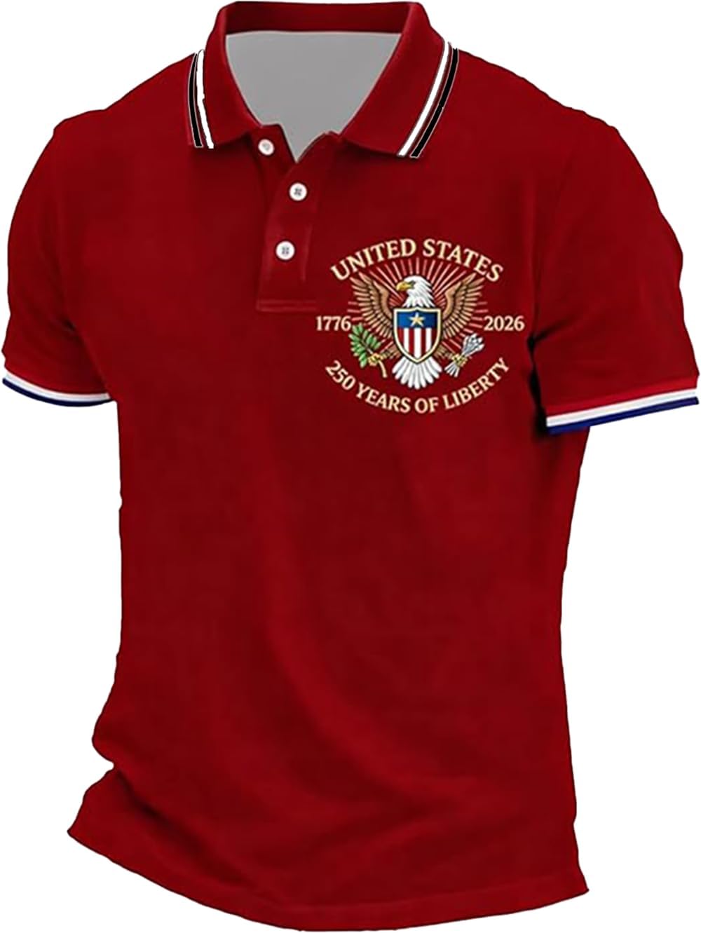 USA 250th Anniversary Merchandise 250 Years of Liberty Polo Shirts Semiquincentennial Buttoned United States 250Th 1776 2026 Memorial American Flag Eagle Independence Tshirt Men
