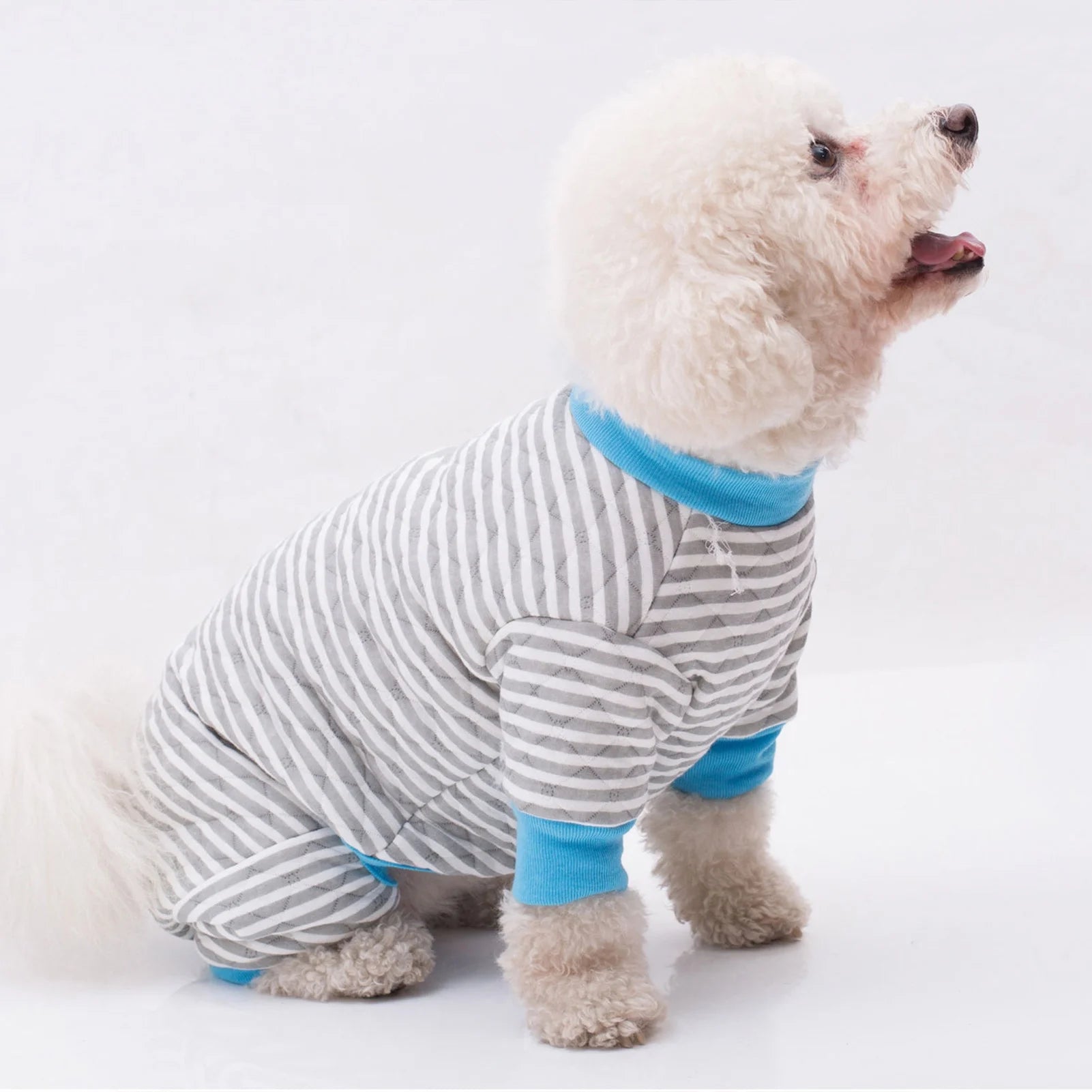 Soft Cotton Pet Pajamas - Striped Jumpsuit for Dogs and Cats, Comfortable Apparel for Play and Sleep