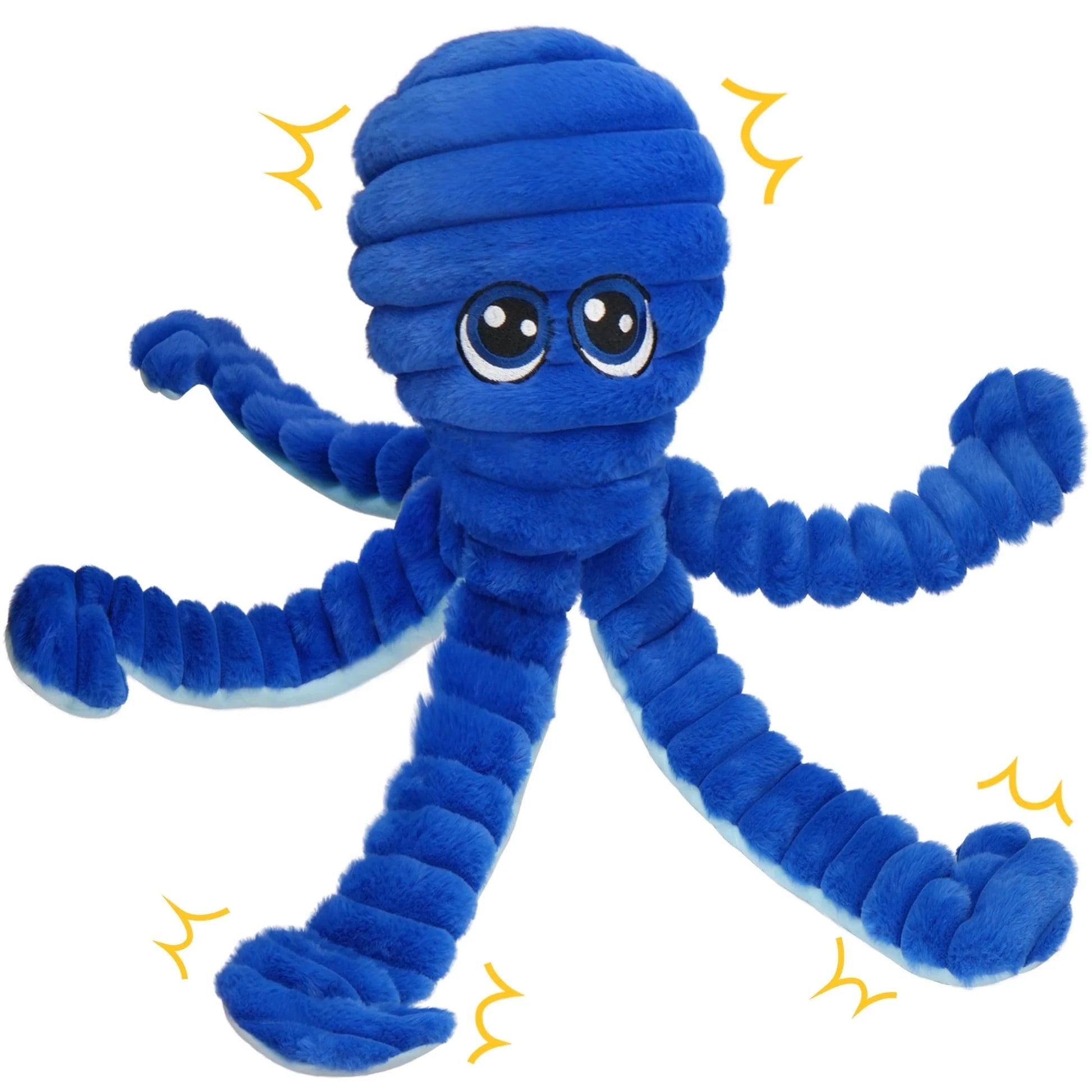 Extra Large Crinkle Squeaky Dog Chew Toy for Large Dogs - 27” Blue Octopus