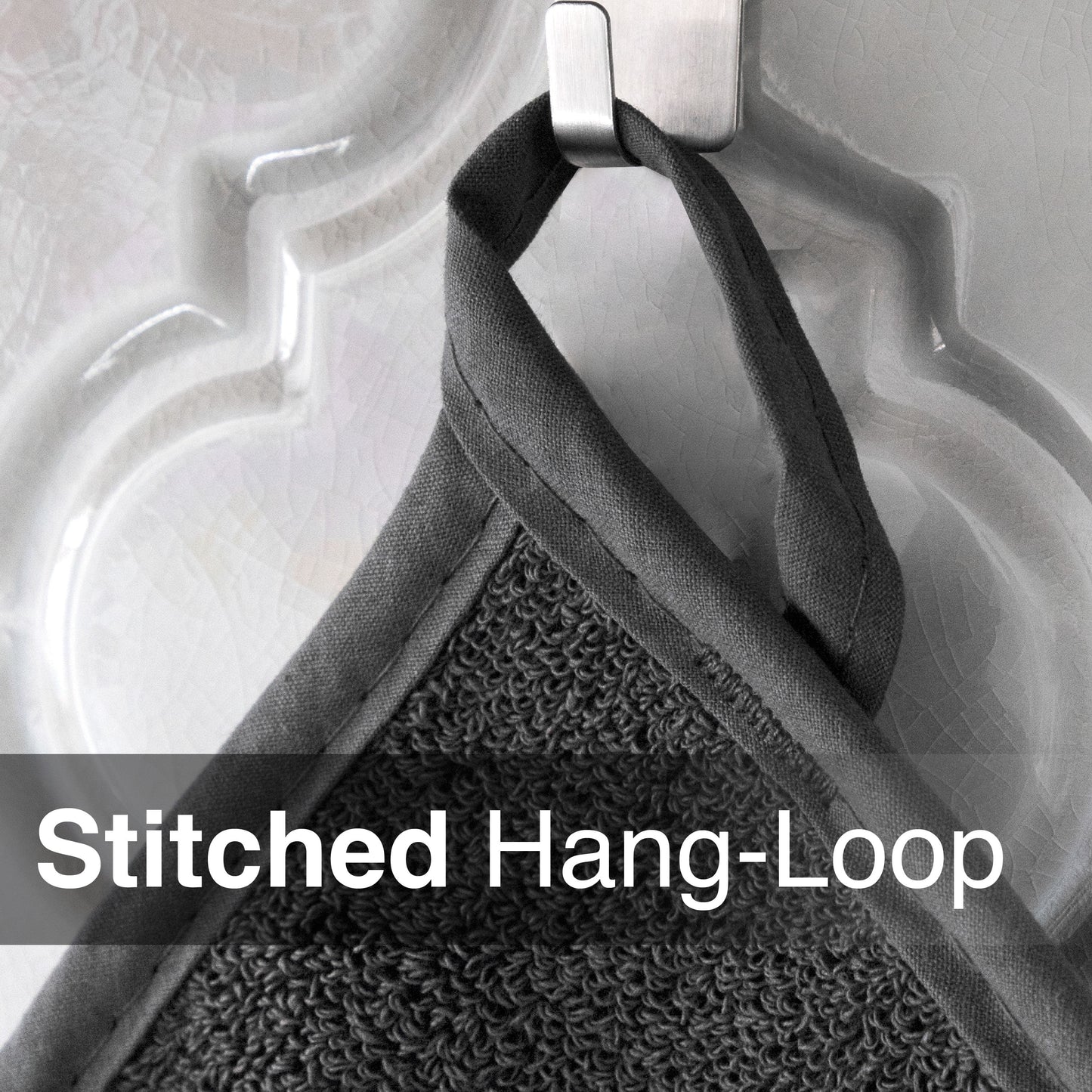 4-Pack Terry Pot Holder Set, Graphite