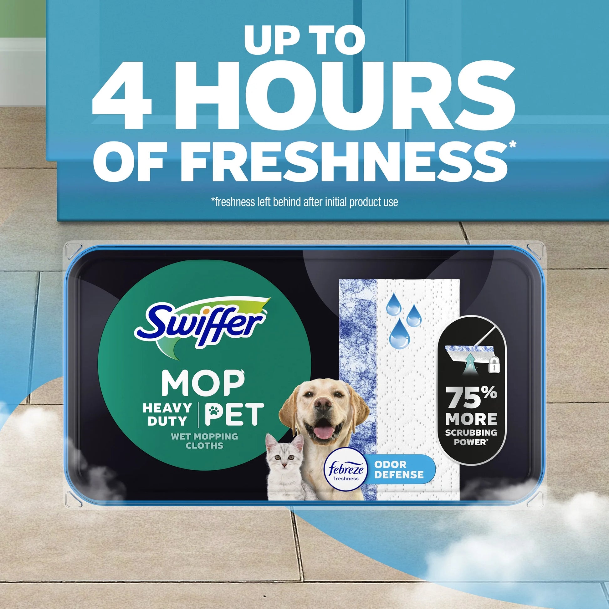 Heavy Duty Multi-Surface Mop Cloth Refills with Febreze for Pet Odor Control, 20 Count