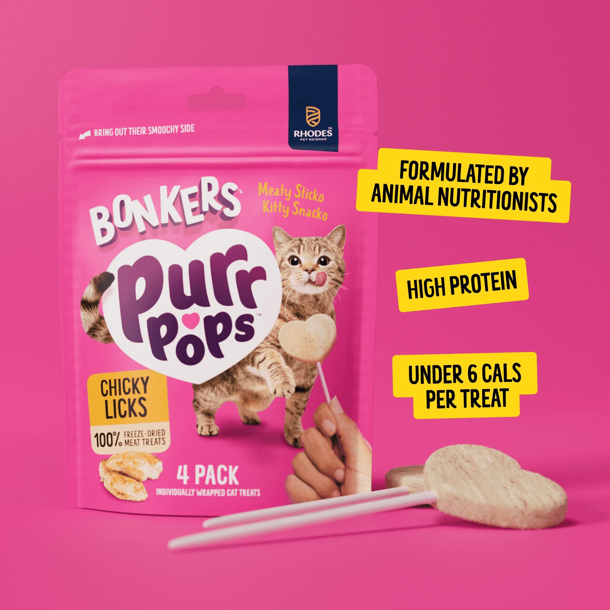 Purrpops Freeze-Dried Chicken Flavor Lollipops for Cats, 4-Pack