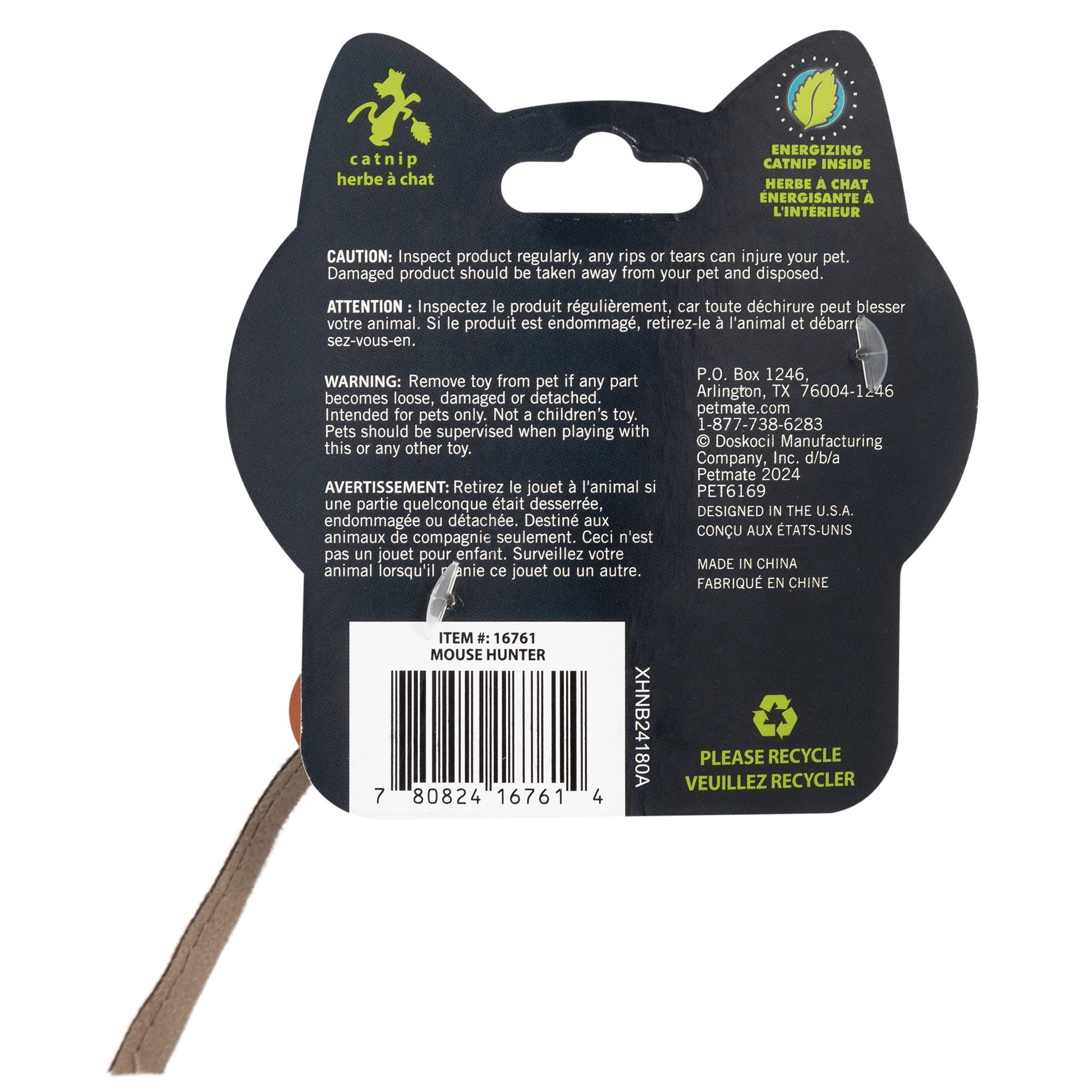 Interactive Plush Cat Toy - Quirky Kitty Mouse Hunter with Catnip, Gray, Single Pack