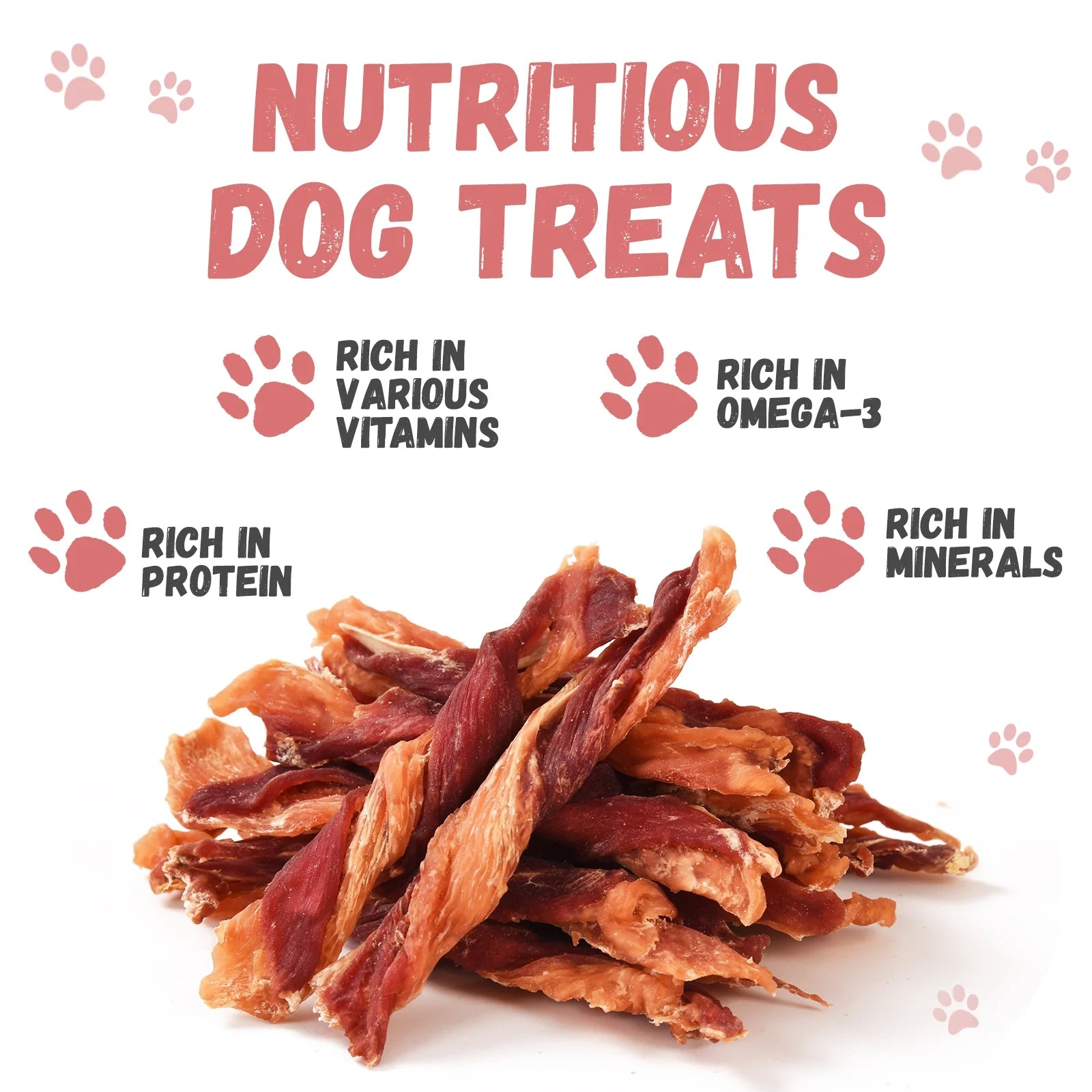 Premium Chicken, Duck, and Cod Jerky Dog Treats - Pure Meat Snacks for All Dogs, 28-29 Count