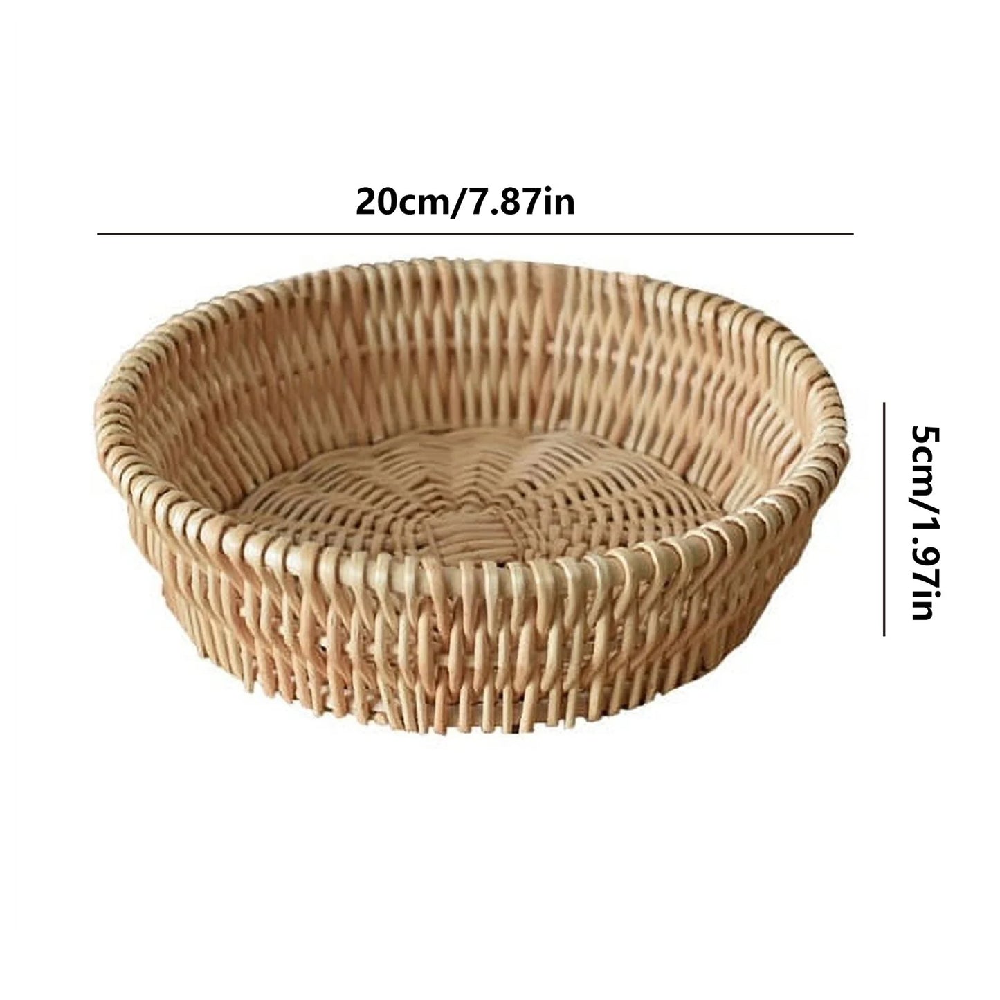 20Cm round Rattan Basket Set - Wicker Storage Basket for Fruit, Bread & Decor | Empty Gift Basket for Pantry & Bathroom | Countertop Baskets Handwoven Rattan Baskets for Kitchen & Home(Beige)
