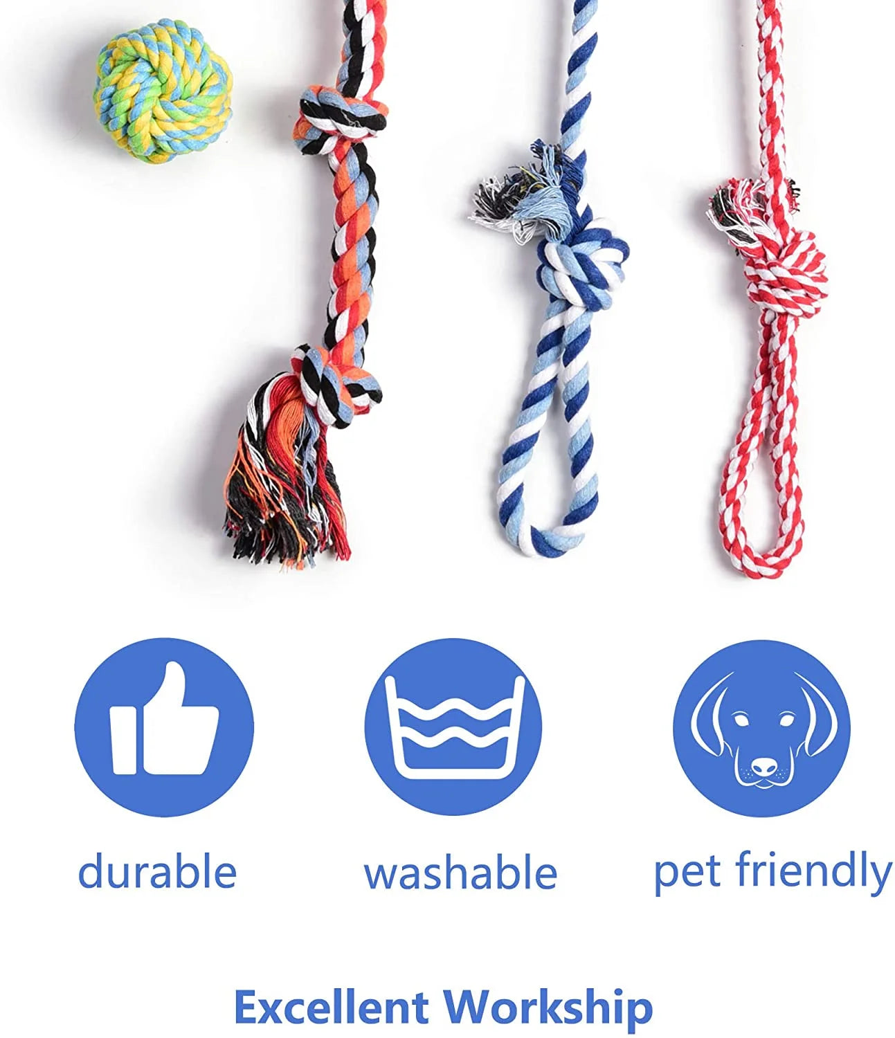 4-Pack Dog Rope Toys, Durable Cotton Chew and Tug Ropes for Indoor/Outdoor Interactive Play, Ideal for Small to Medium Dogs