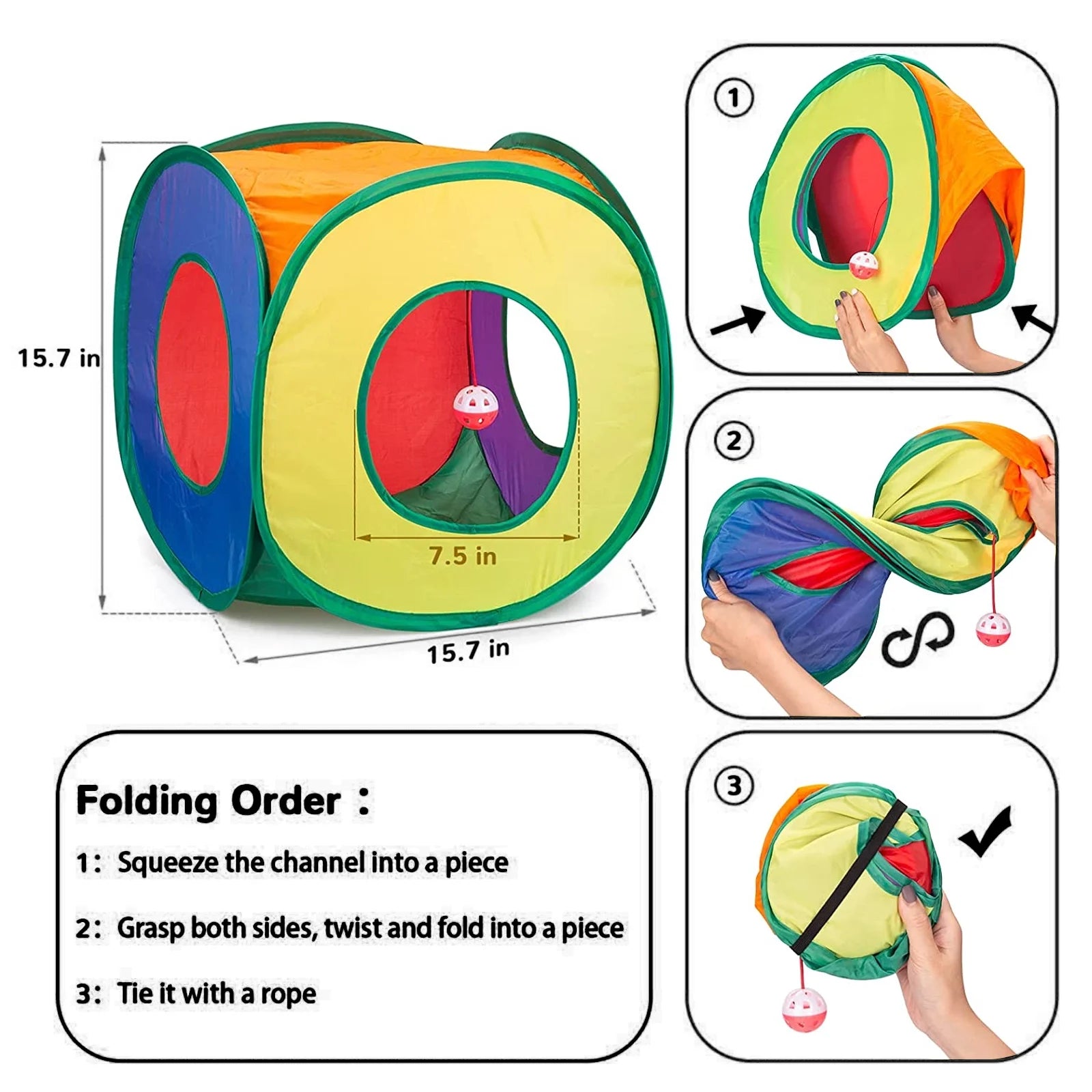 15-Piece Interactive Cat Toys Set - Includes Tunnel, Teaser Stick, Colorful Plush Mice, and Bell Balls for Kittens and Cats