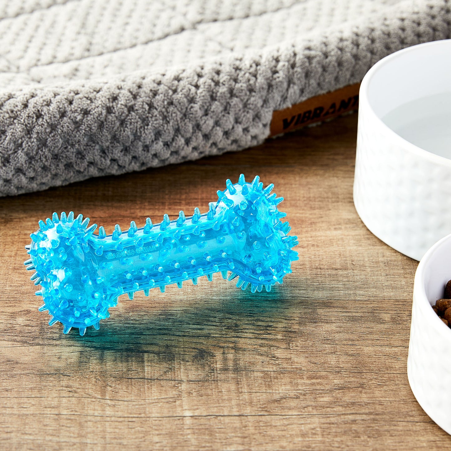 (3 Pack) Fetch Buddy Spiky Blue Bone Dog Toy, Chew Level 3