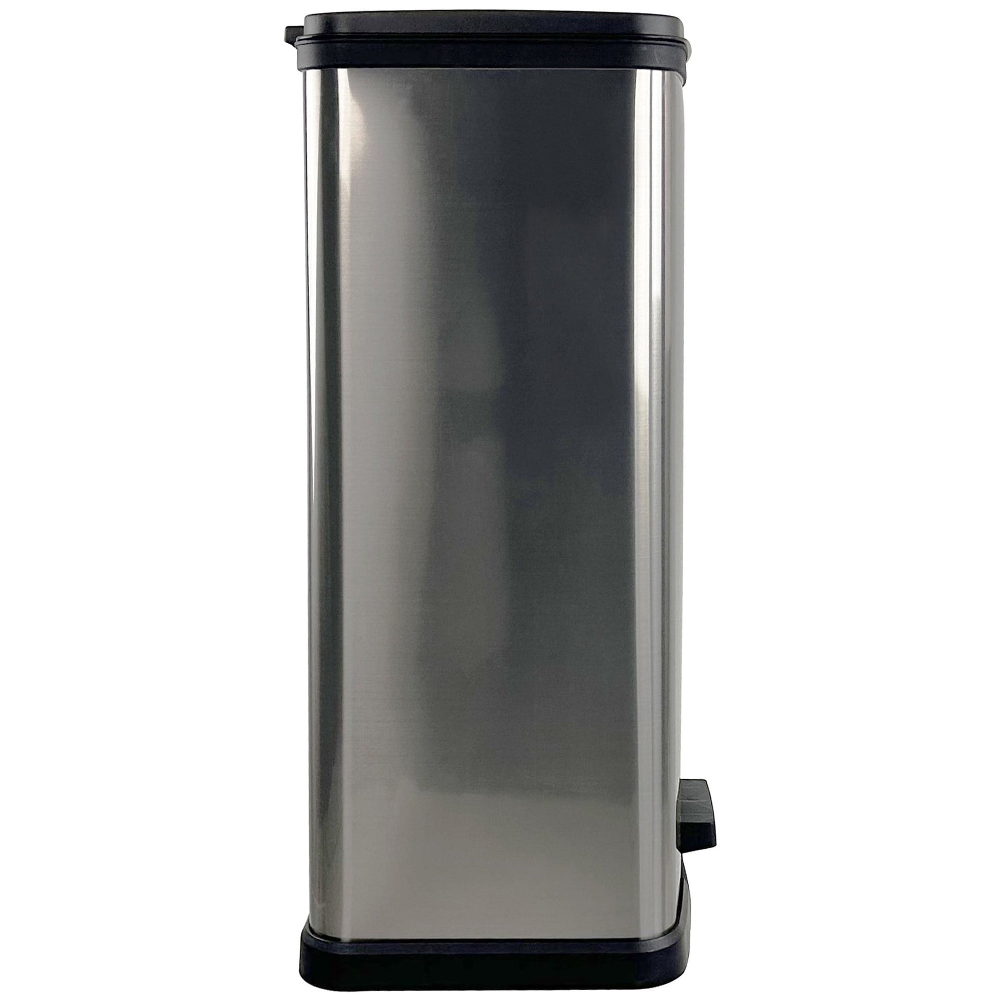 Kitchen Trash Can, 13 Gallon, Plastic Rectangular Step Garbage Bin, Silver