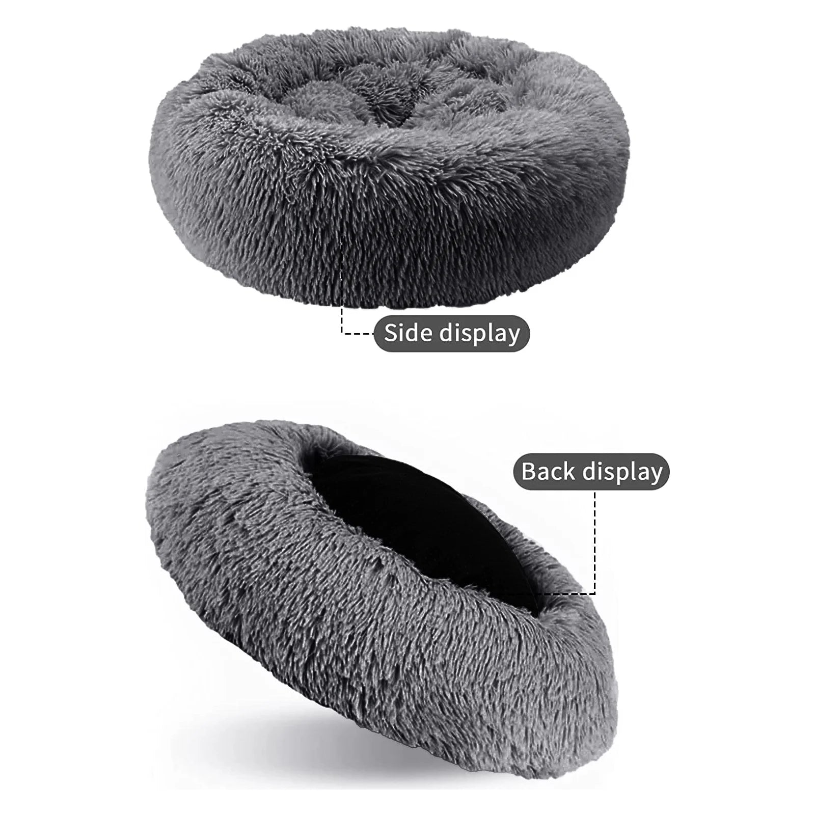 Calming Donut Dog Bed Anti-Anxiety, Self Warming, Cozy Soft Plush round Pet Bed, Ideal for Both Home & Travel, 24"L X 24"W X 8"H