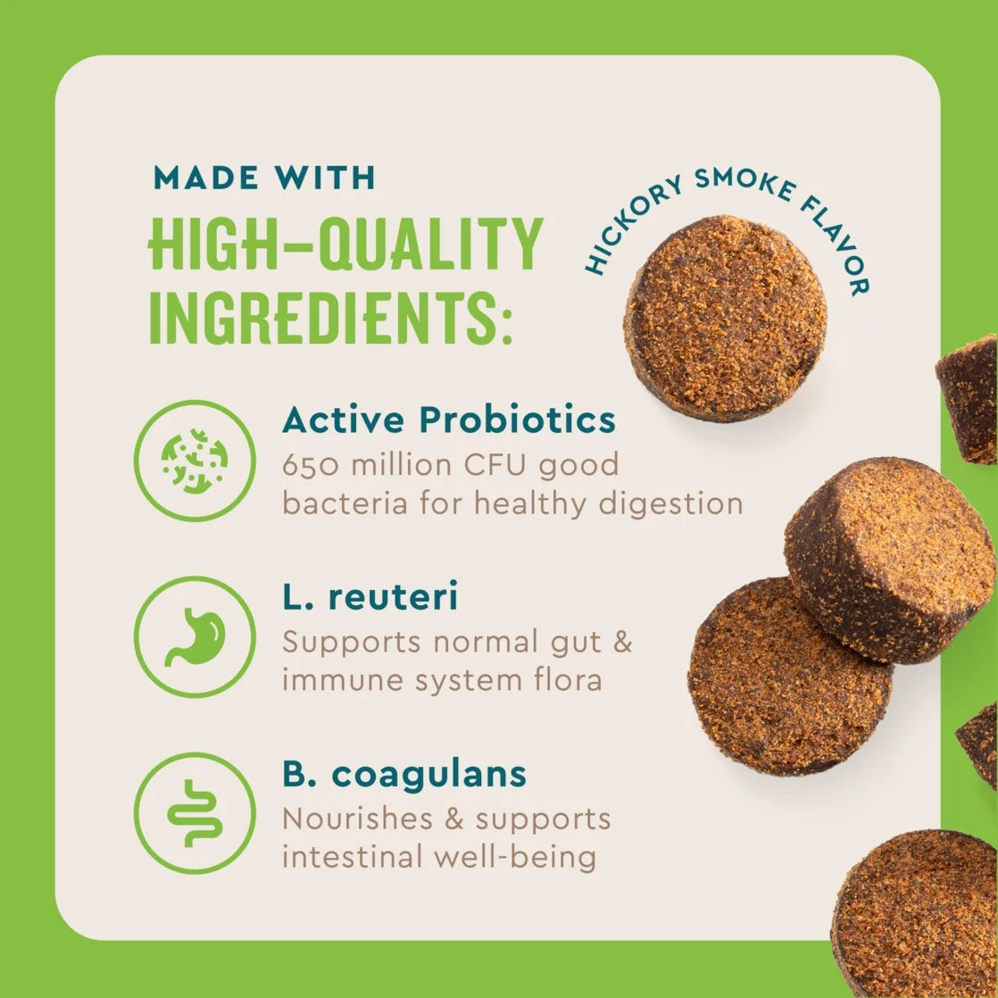 Probiotic Supplement for Dogs, Hickory Smoke Flavored Soft Chew 60 Count