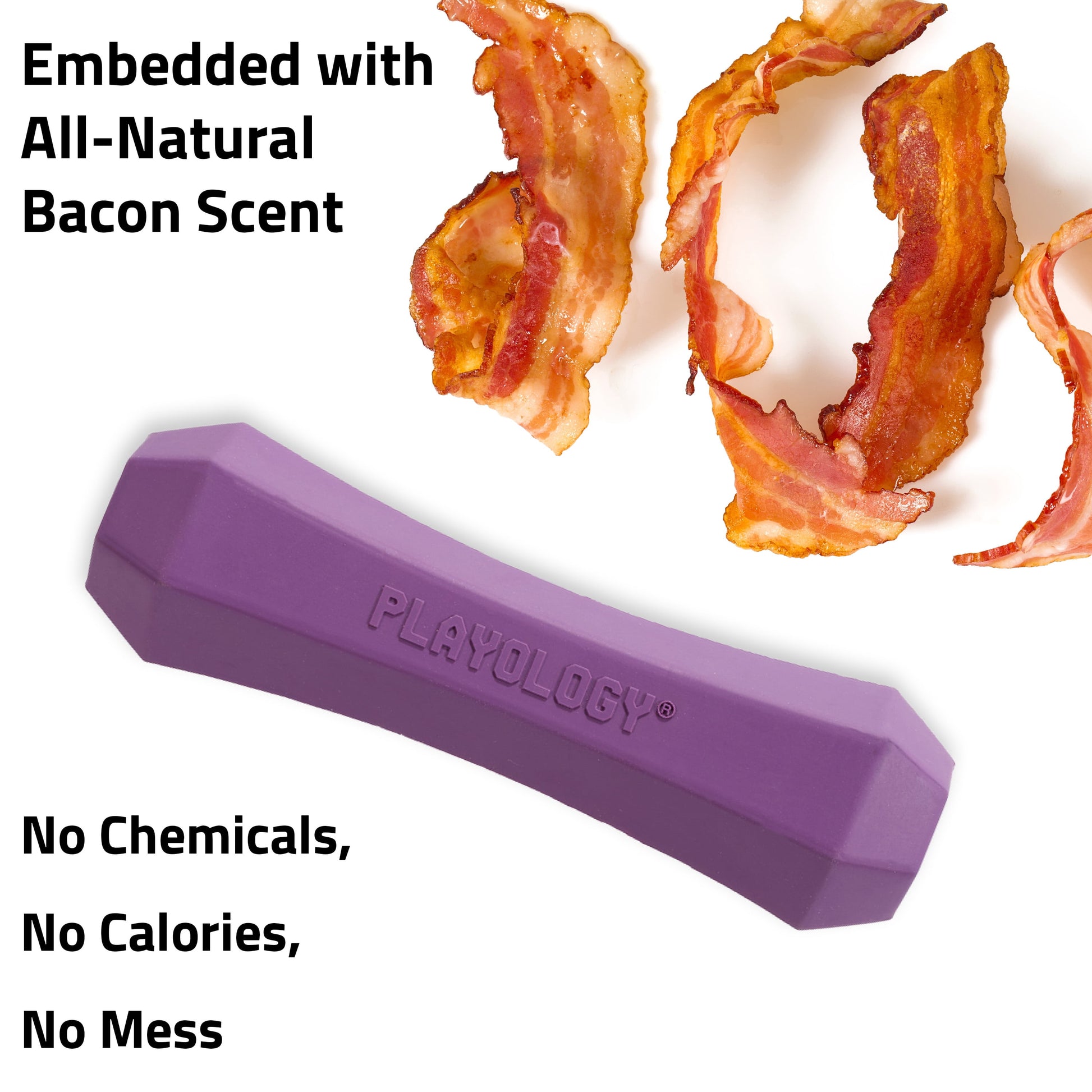 Dog Toys | Squeaky & Durable Chew Stick, Bacon Scented Toy - Medium