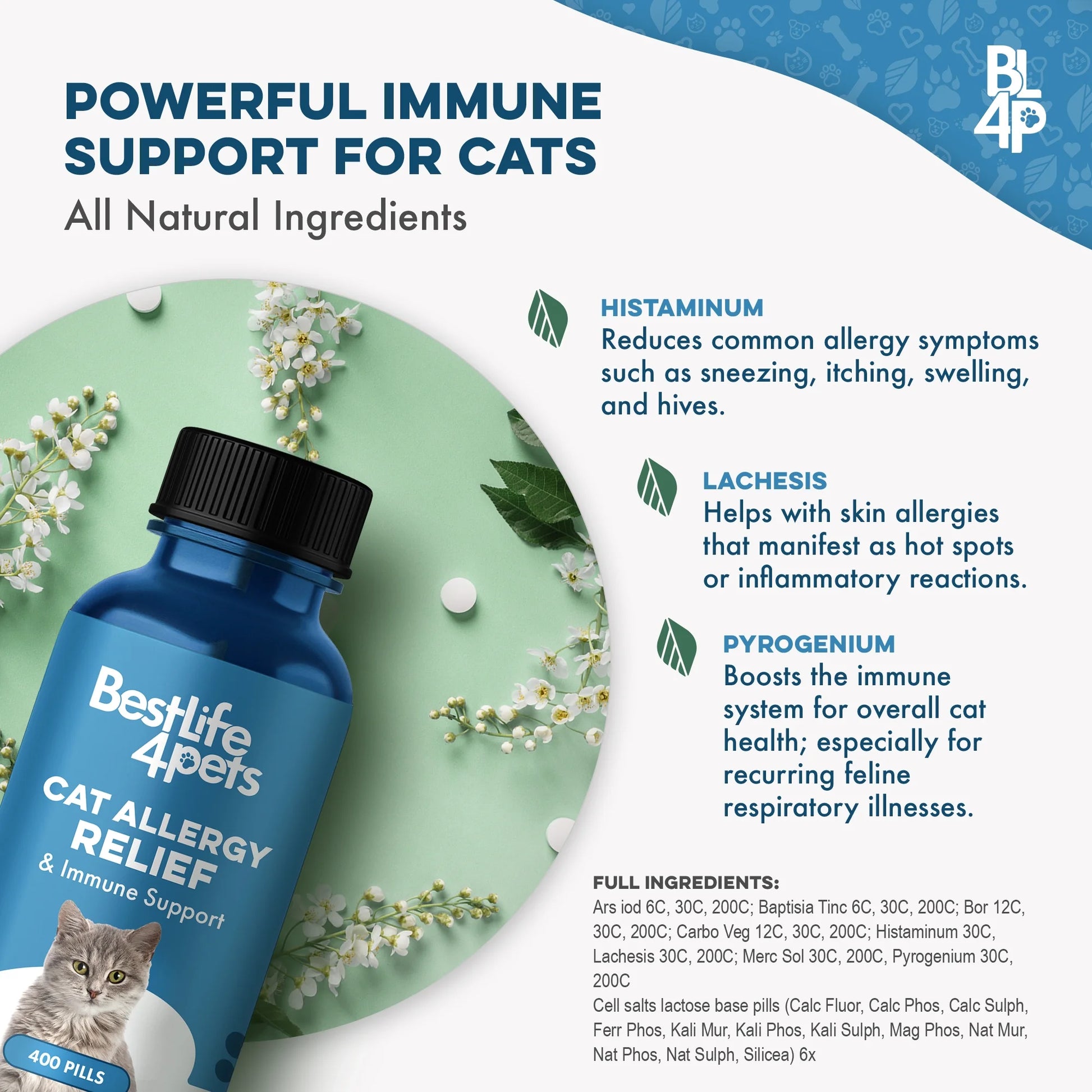 Cat Allergy Relief & Immune Support - Natural Relief for Seasonal Allergies, Itching & Respiratory Infections