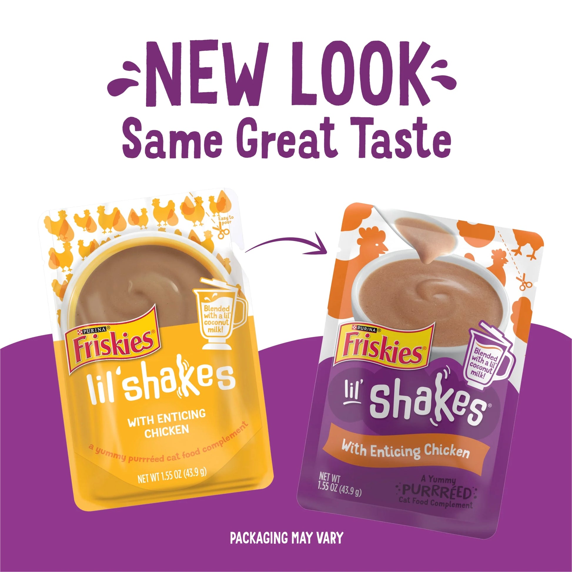 Purina  Pureed Cat Food Toppers, Lil' Shakes with Chicken Lickable Treats, 1.55 Oz Pouch