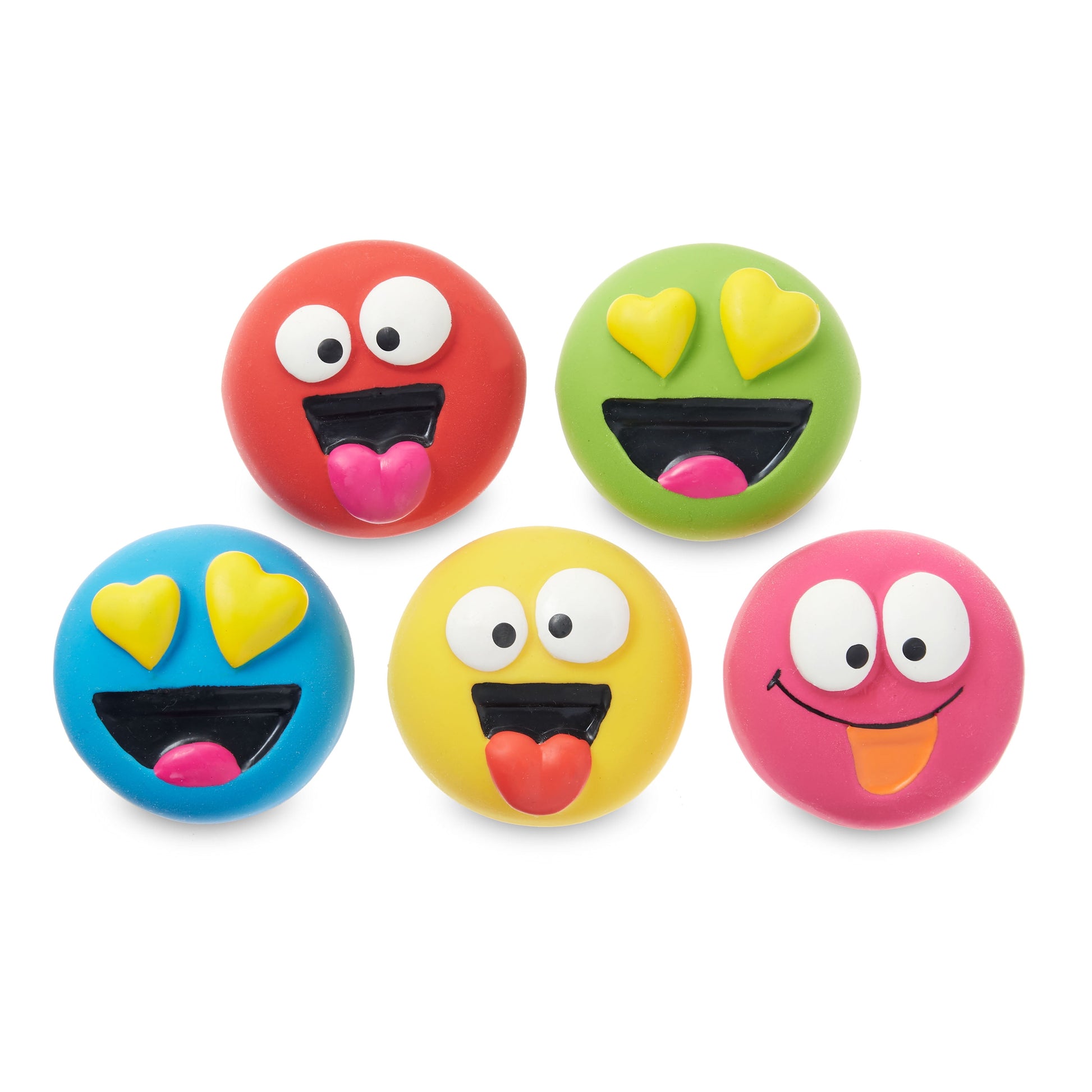 Set of 5 Emoticon Latex Dog Toys