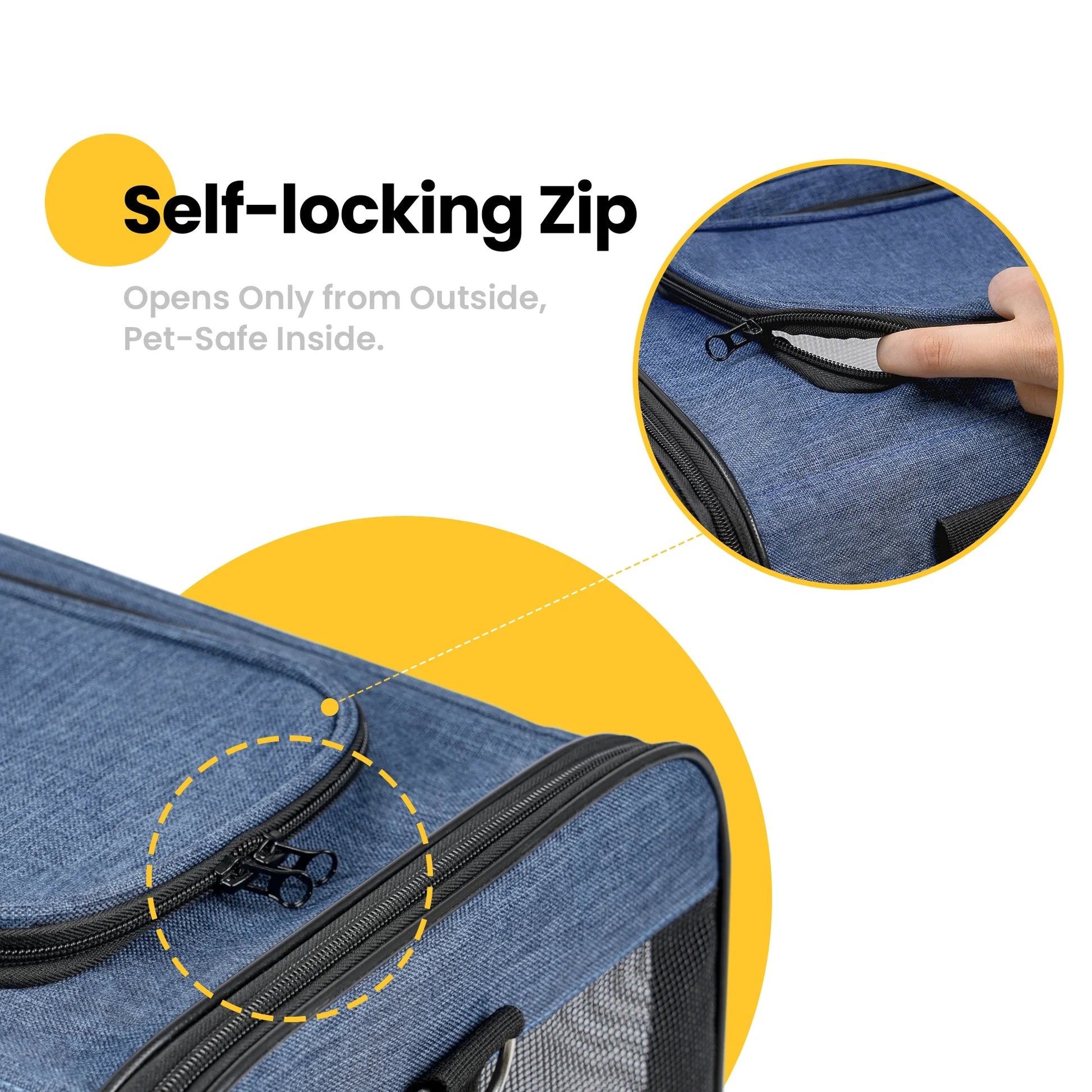 Large Pet Carrier - Foldable Soft-Sided Travel Carrier with Safety Leash for Large Cats and Dogs, Blue