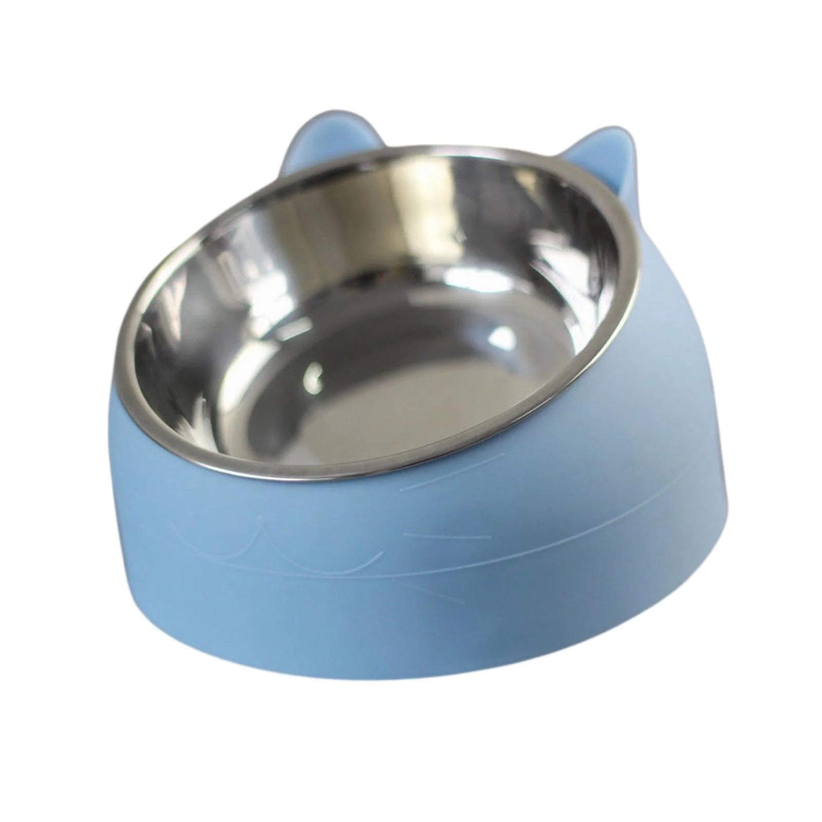 Pet Feeder Raised Cat Bowl Food Feeder Neck Protective Bowl Dog Kitten Food Dish Pet Supplies anti Slip Metal Blue