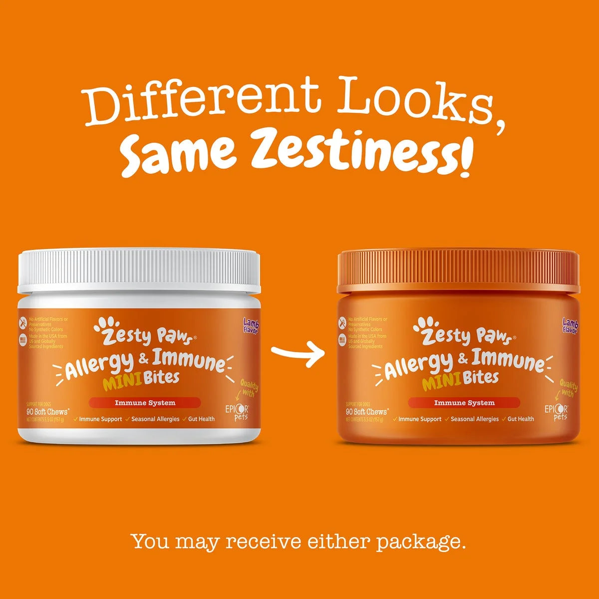 Allergy & Immune Mini Bites for Small Dogs, for Seasonal Allergies, Immune + Sensitive Skin & Gut Health, Lamb Flavor, 90Ct