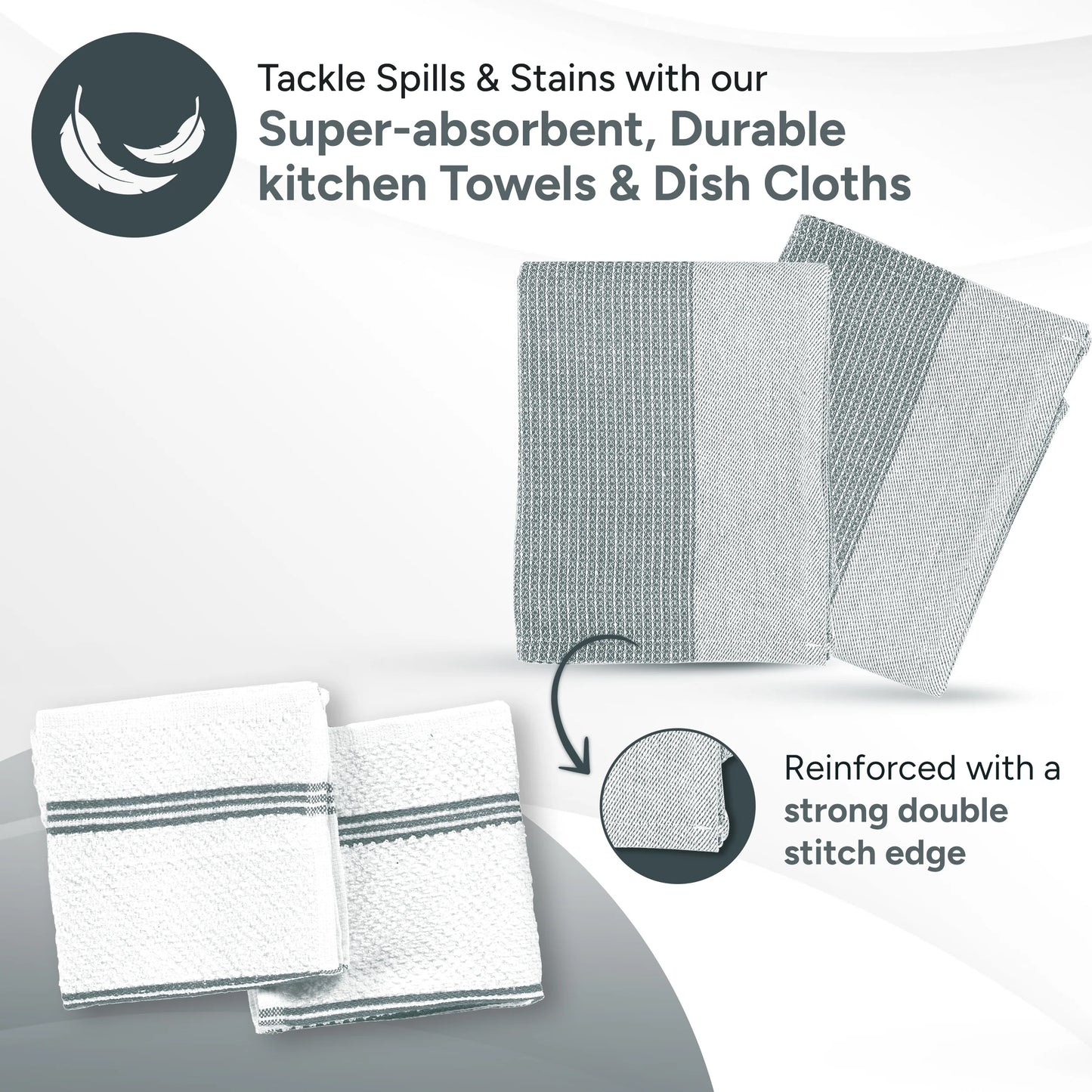 Kitchen Set Pack of 8, Oven Mitts Pot Holders Pad and Towel Set, Cute Kitchen Starter Set, Short Oven Mitts and Kitchen Hand Towels and Dish Cloths Sets - Grey