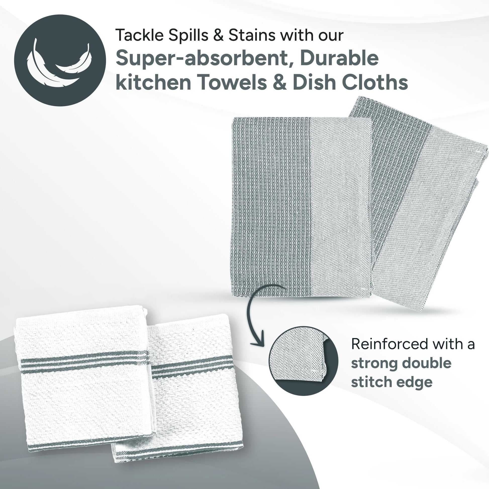 Kitchen Set Pack of 8, Oven Mitts Pot Holders Pad and Towel Set, Cute Kitchen Starter Set, Short Oven Mitts and Kitchen Hand Towels and Dish Cloths Sets - Grey