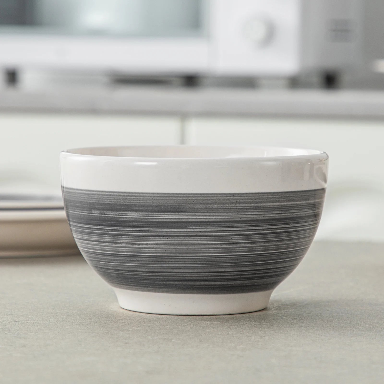 , Series ORI, 16-Piece Dinnerware Set, Stoneware Tableware Plate Set, Service for 4, Gray