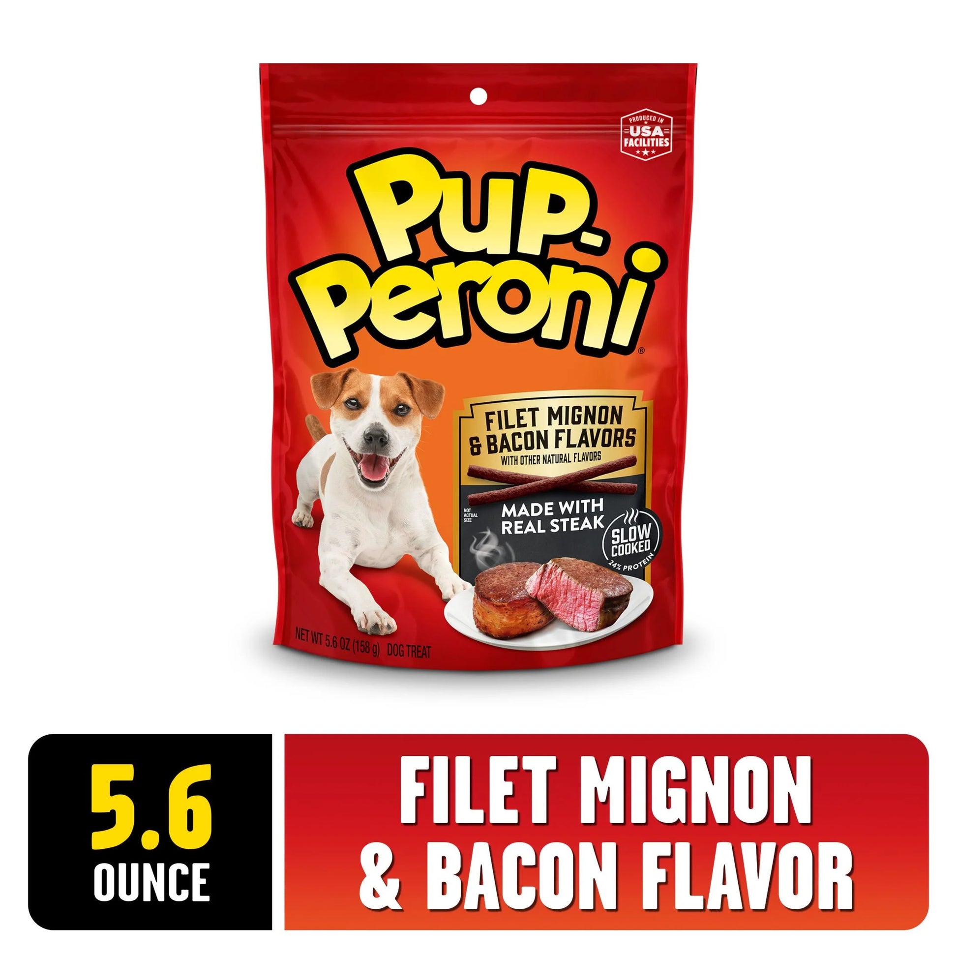 Pup Peroni Filet Mignon and Bacon Flavor Dog Treats, 5.6 oz Bag