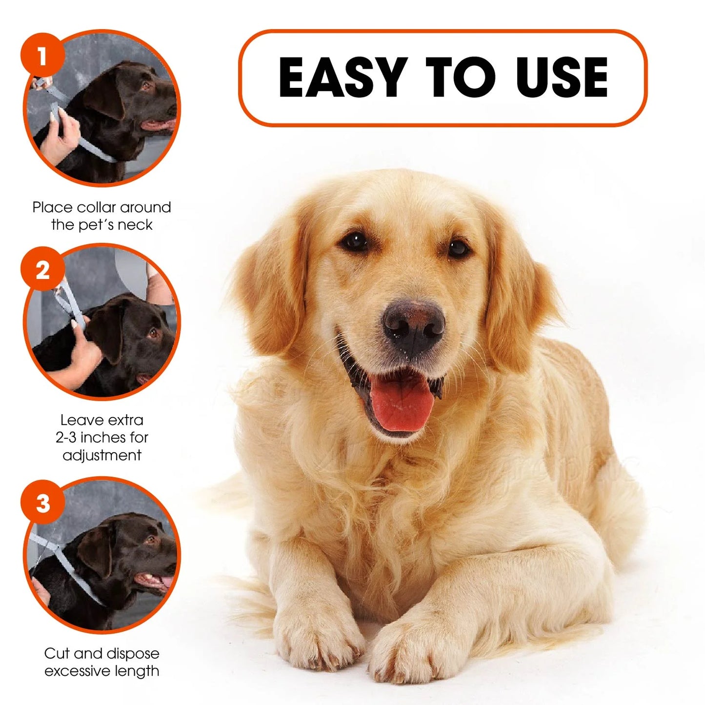 12-Month Adjustable Natural Herbal Dog Collar - 25” for All Breeds - Durable Essential Oils Protection - Waterproof and Comfortable Design