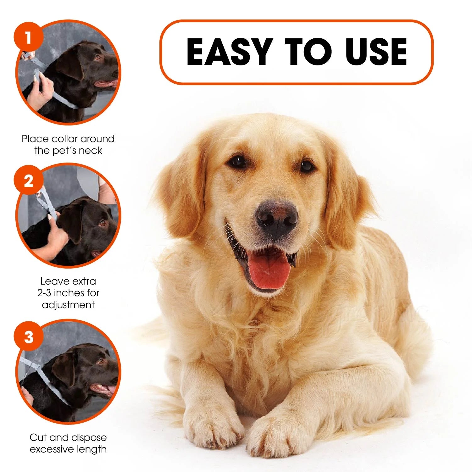 12-Month Adjustable Natural Herbal Dog Collar - 25” for All Breeds - Durable Essential Oils Protection - Waterproof and Comfortable Design