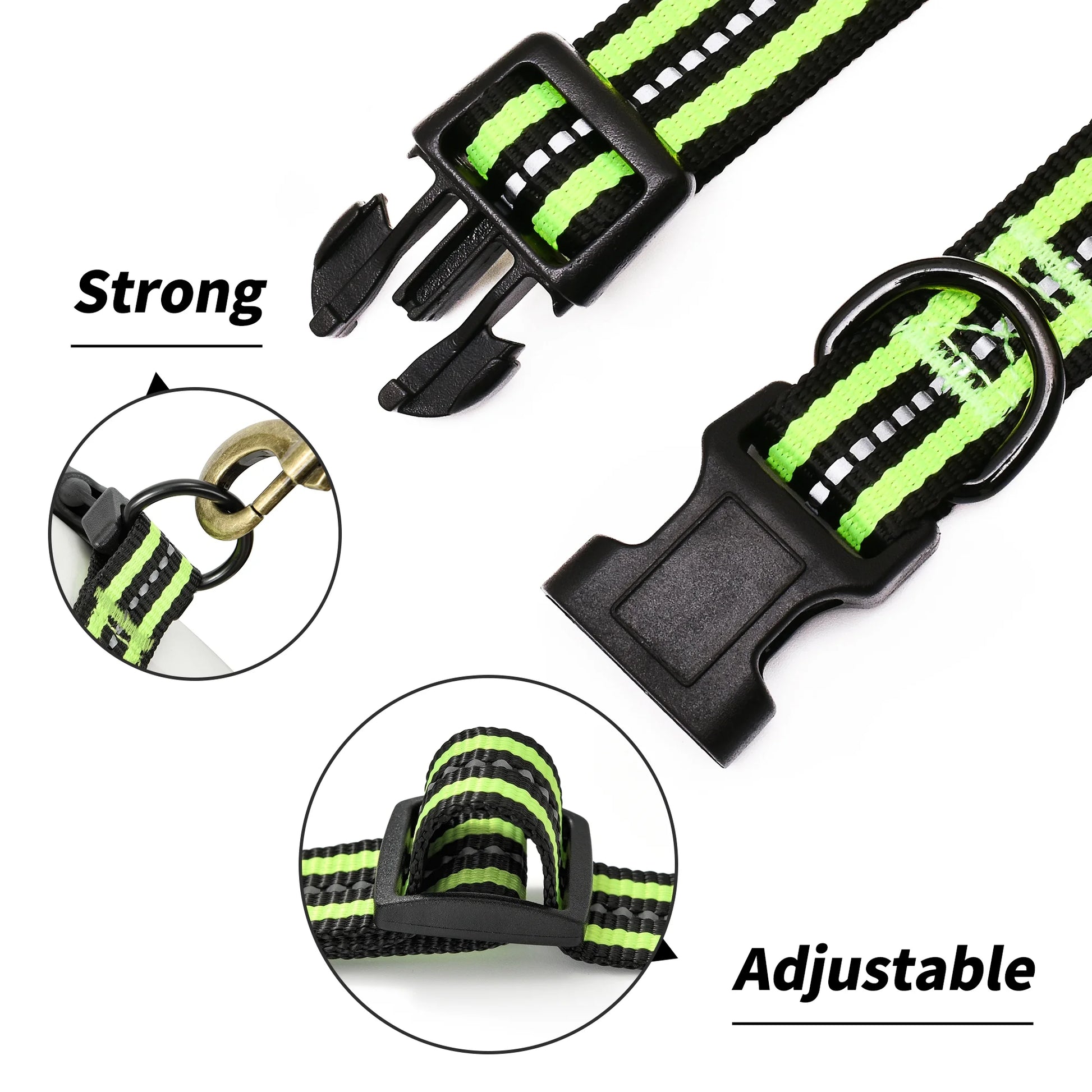 Reflective Dog Collar | Nylon Pet Collars Wiith Buckle | Light Weight Puppy Collars | Lime Green Dog Collars for Medium Dogs Lime Green