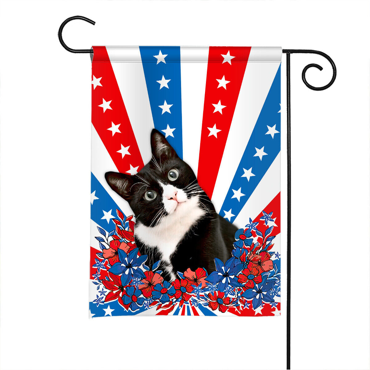 Tuxedo Cat American Patriot 4Th July Flag Tuxedo Cat Happy Independence Day Flag