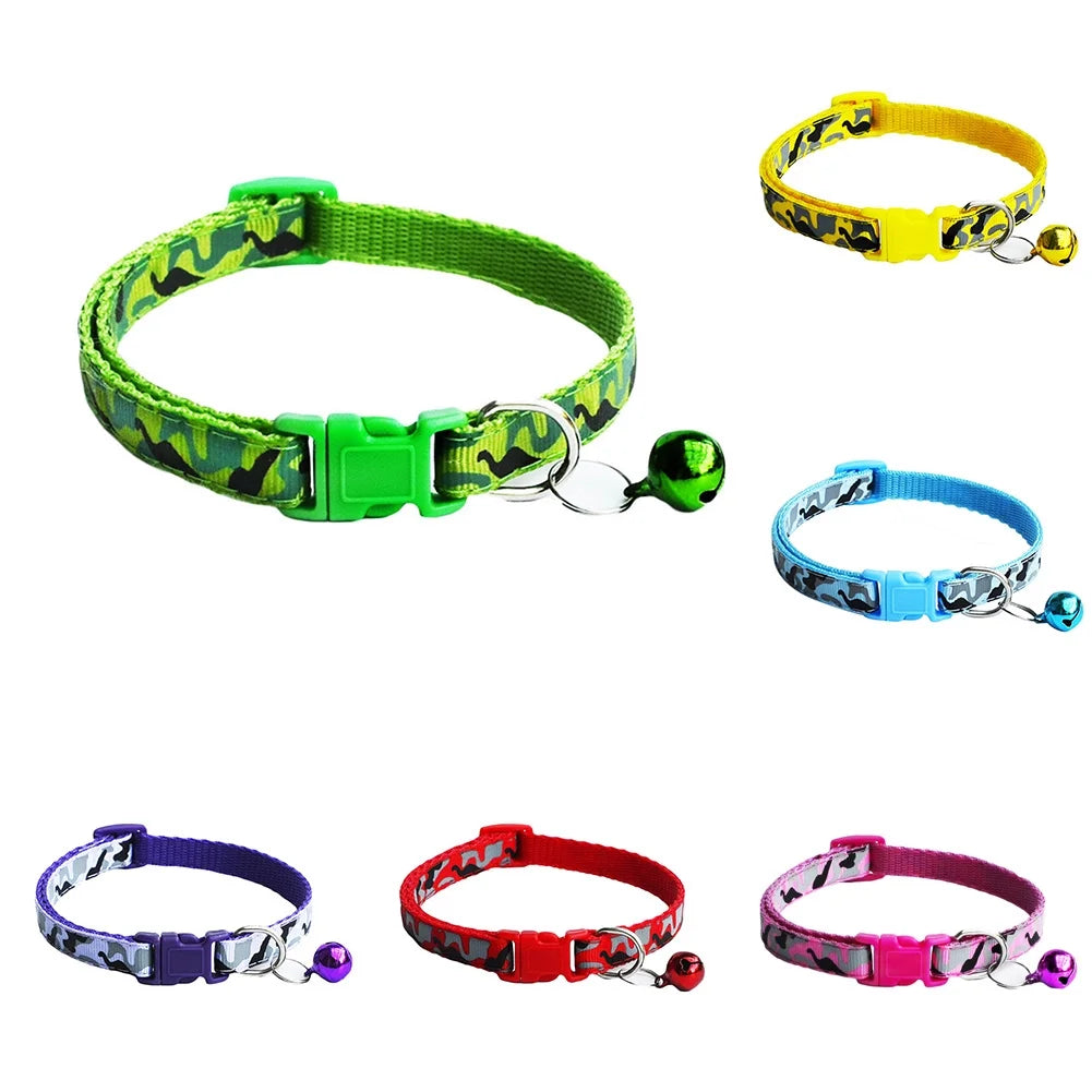 Adjustable Camo Dog Collar for Male Dogs, Colorful Polyester Design for Small to Medium Breeds