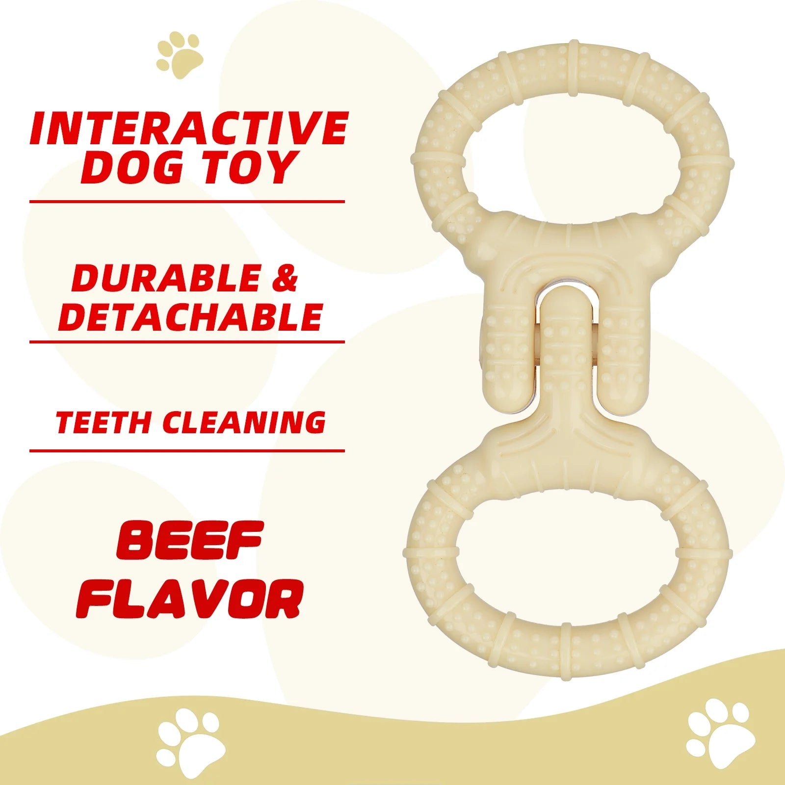 Durable Dog Toys for Aggressive Chewers, Outdoor Tug Toy for Small to Large Breeds, Beige