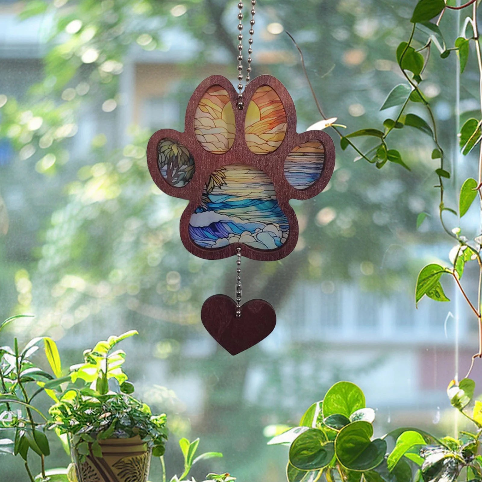 Pet Paw Suncatcher Memorial Custom Name Dog Cat Ornament Window Hanging Sympathy Gift Loss of Pet Passing Away Bereavement Keepsake for Pet Lover Ideas Gift in Loving Memory