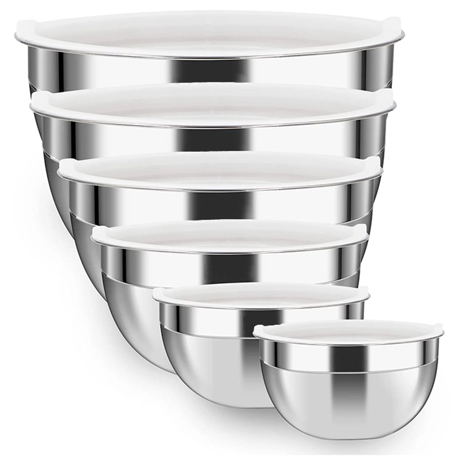 6 Pack Stainless Steel Mixing Bowls Set ,Kitchen Metal Meal Prep Bowls with Lids for Baking,Cooking,Serving