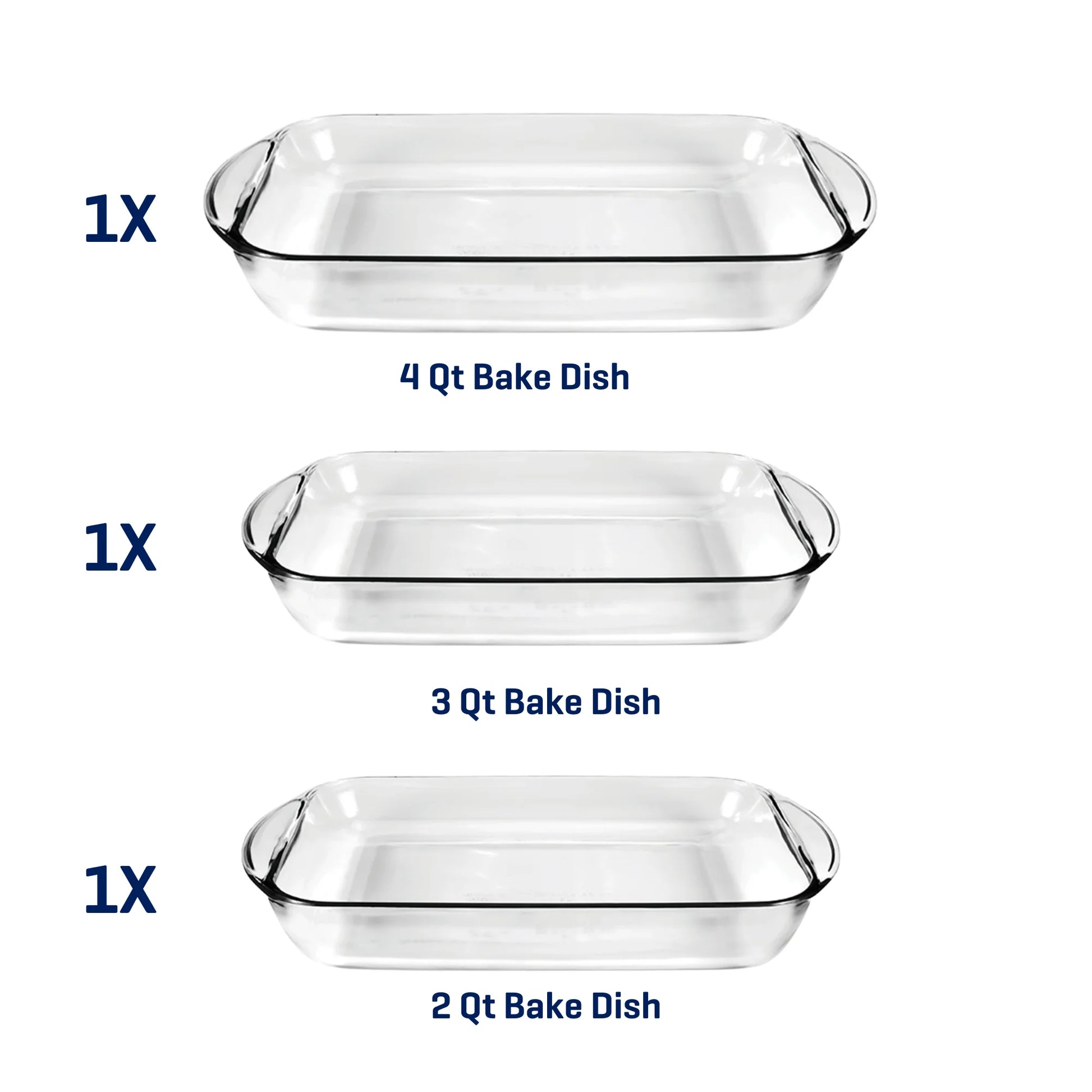 Glass Baking Dish Set, 3 Piece Glass Bakeware Set