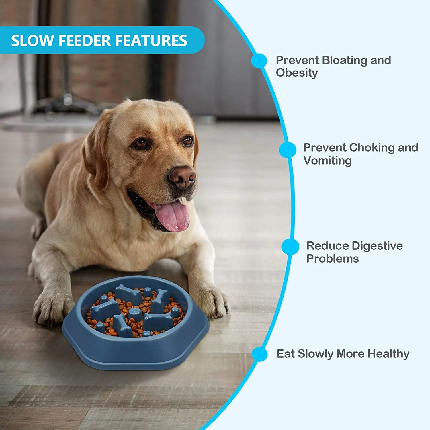 Slow Feeder Dog Bowls, Anti-Gulping Slow Feeding Dog Food Bowls, Non Slip Anti-Choking Bloat Stop Healthy Design Bone Pattern Interactive Puzzle Bowls for Small Medium Dogs