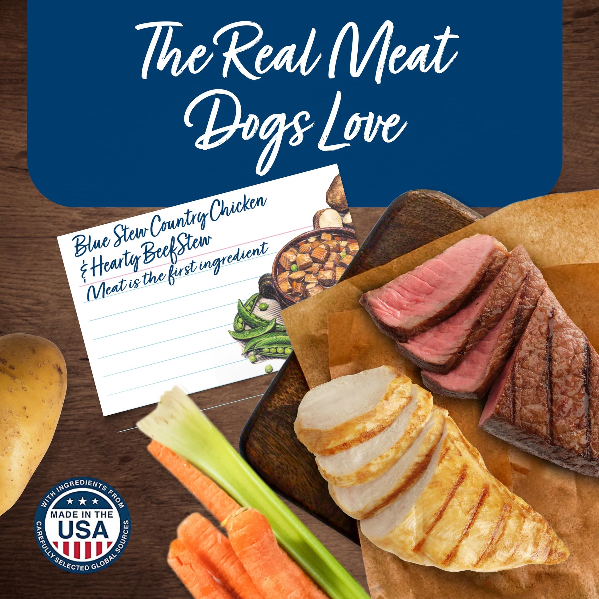 Blue's Stew Natural Wet Dog Food Variety Pack, Hearty Beef and Country Chicken, 12.5 oz Cans (6 Count - 3 of Each Flavor)