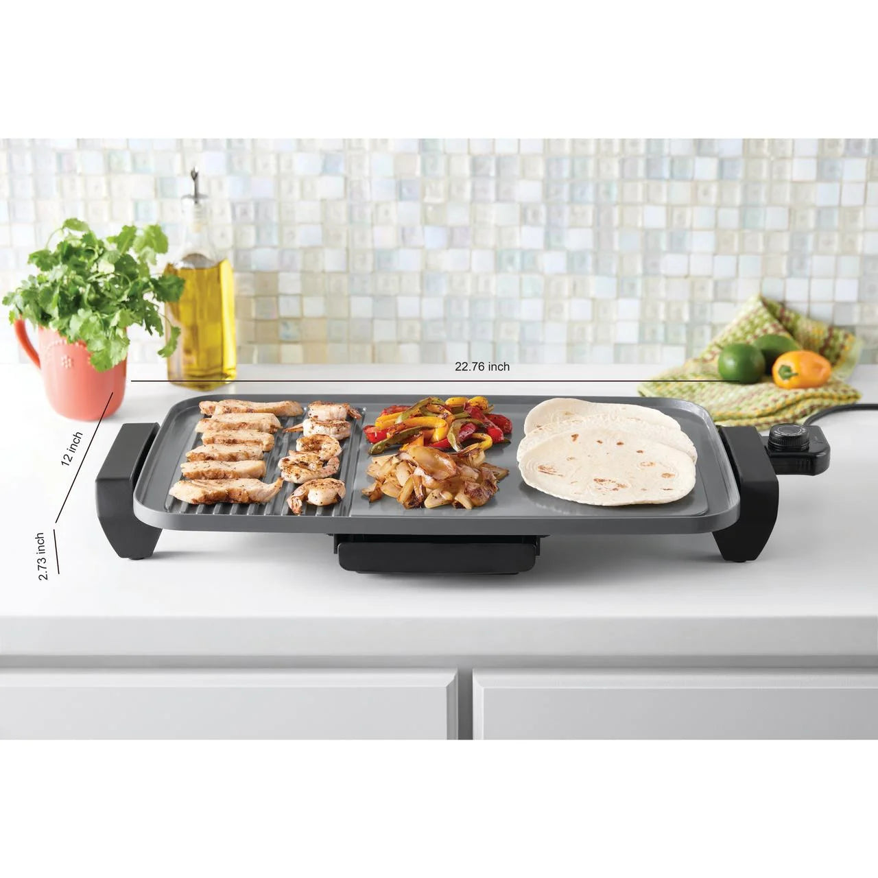 plus 12"X20" Electric Ceramic Griddle, Nonstick, 1500 Watts, Temperature Control