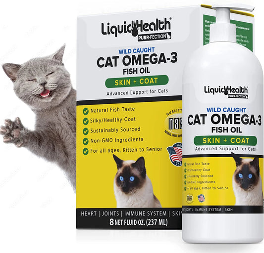 Omega 3 Fish Oil Cat Supplements & Vitamins with EPA, DPA & DHA, 8 Oz