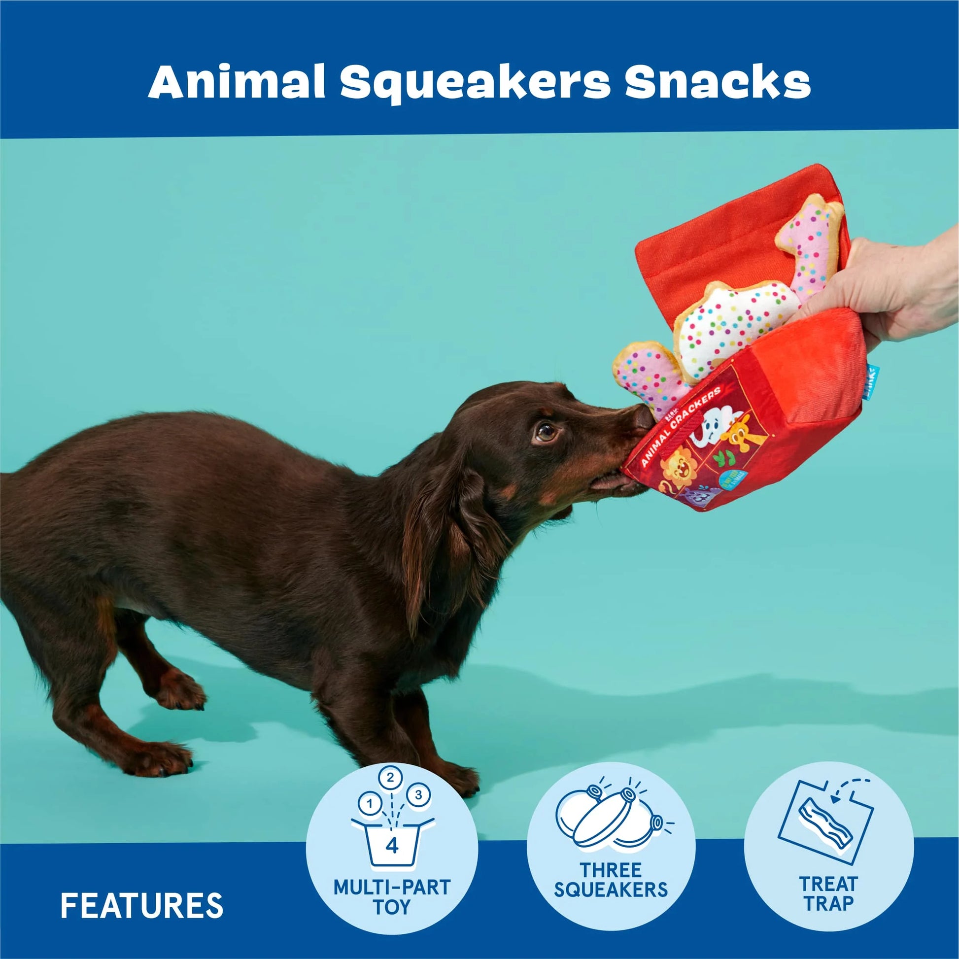 Animal Squeakers Snacks Cookie Snack Pack Multicolor Plush Dog Toy, for Extra Small to Small Dogs