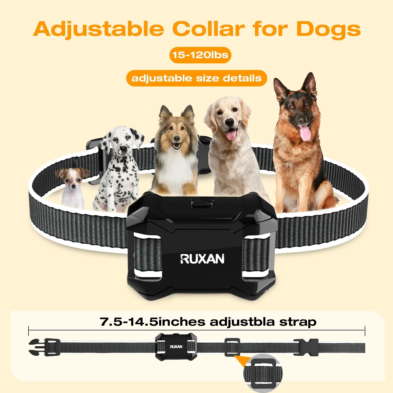 Shock Collar with Remote for Dogs with 2 Collars- Bark Training, for 15-120Lbs Large Medium Puppy, Smart Collar, Black