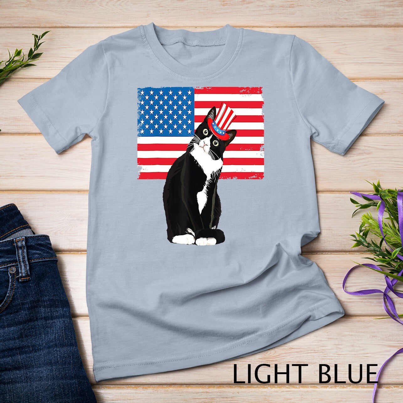 Tuxedo Cat 4Th of July Hat Patriotic Gift Adults Kids T-Shirt Unisex T-Shirt