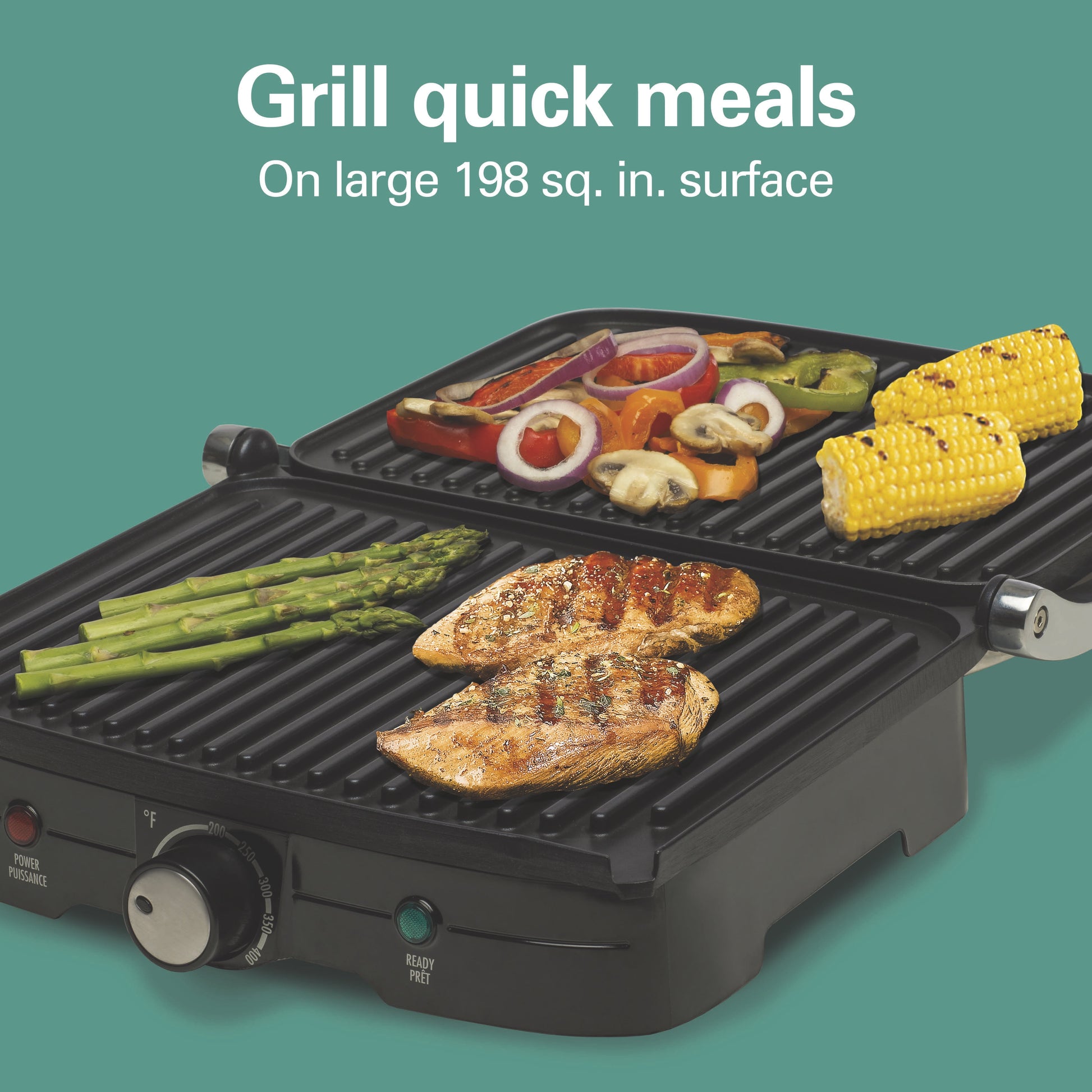 Indoor Grill and Panini Press 2 in 1, Nonstick Plates, Stainless Steel