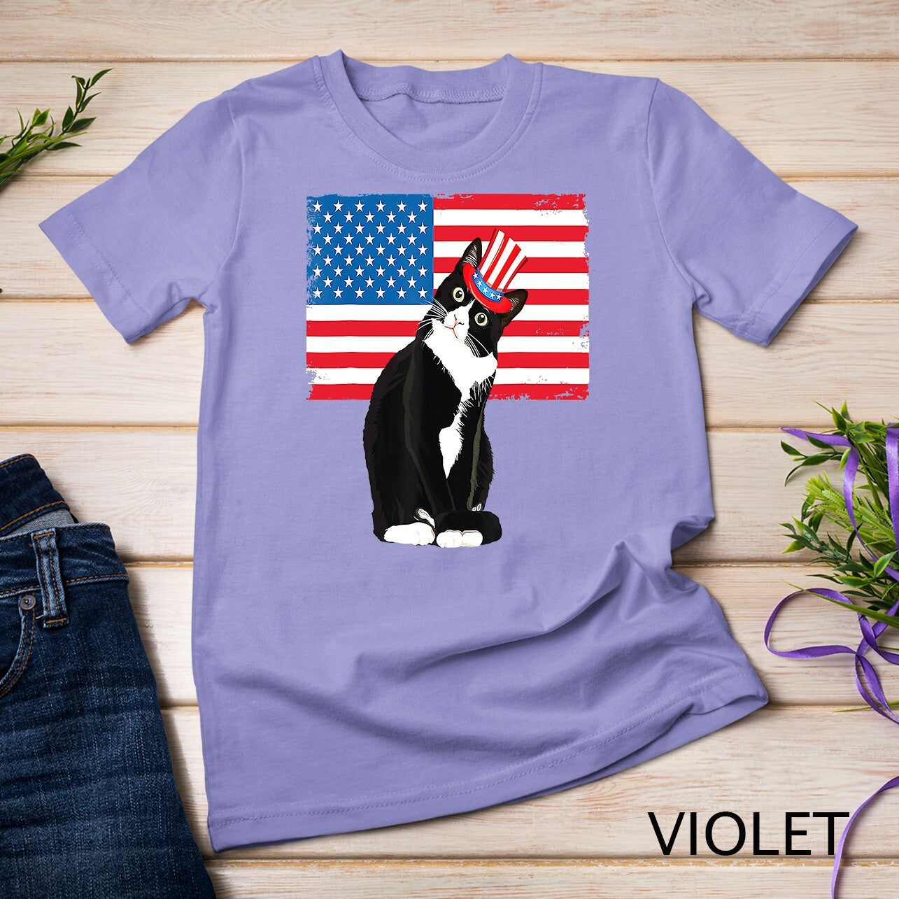 Tuxedo Cat 4Th of July Hat Patriotic Gift Adults Kids T-Shirt Unisex T-Shirt