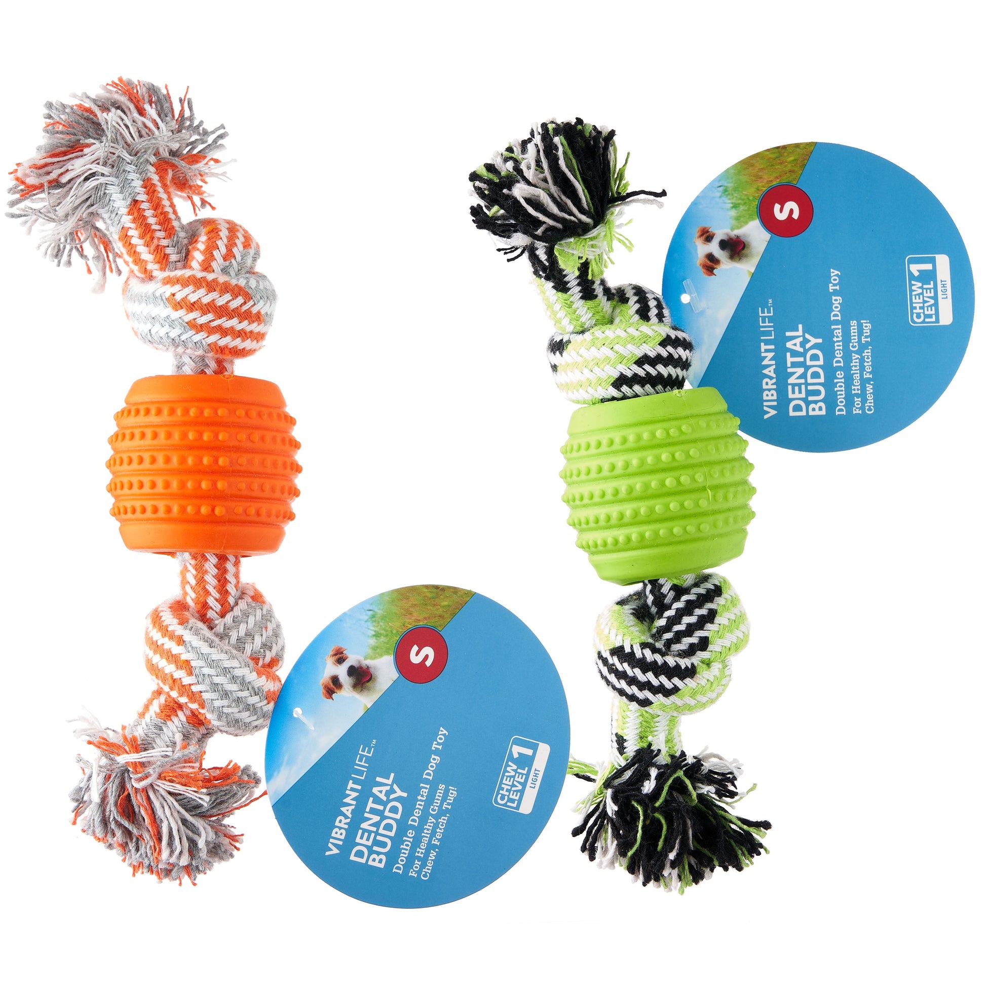 Small Double Dental Dog Rope Toy, Chew Level 1, Single Pack