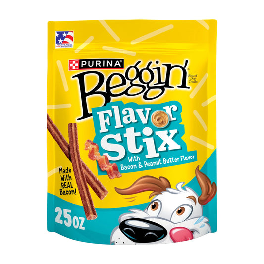 Purina  Flavor Stix Dog Treats with Real Bacon and Peanut Butter, 25 oz Pouch