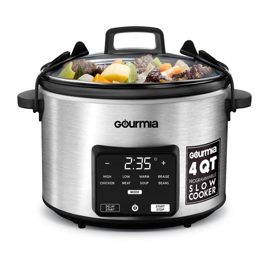 4.5 QT Programmable Slow Cooker, 5 Presets, Keep Warm, Stainless Steel
